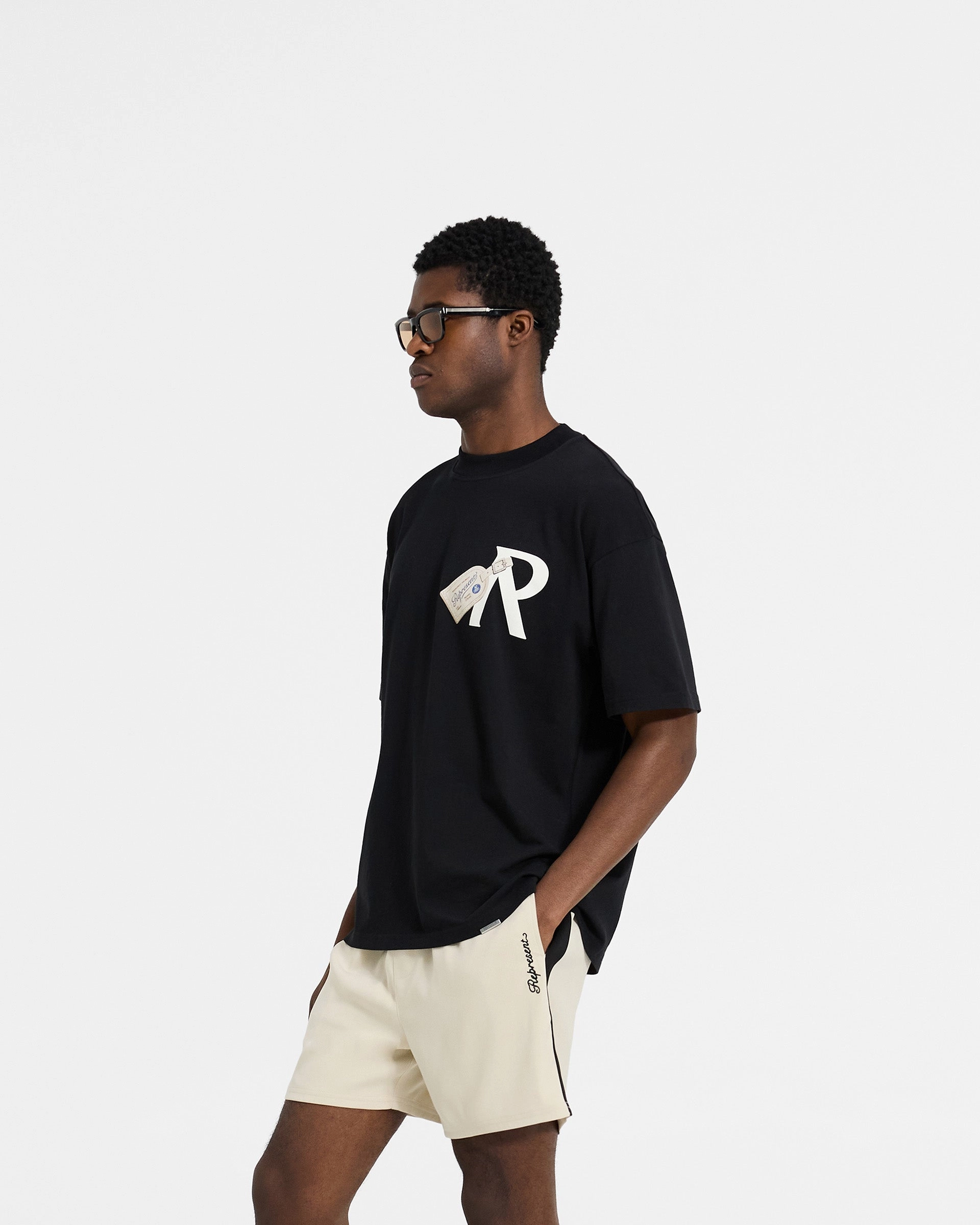 Luggage Tag T-Shirt - Jet Black Glossy Look Unisex