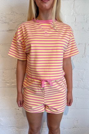 Pink Lemonade Striped Shorts Lightweight Material