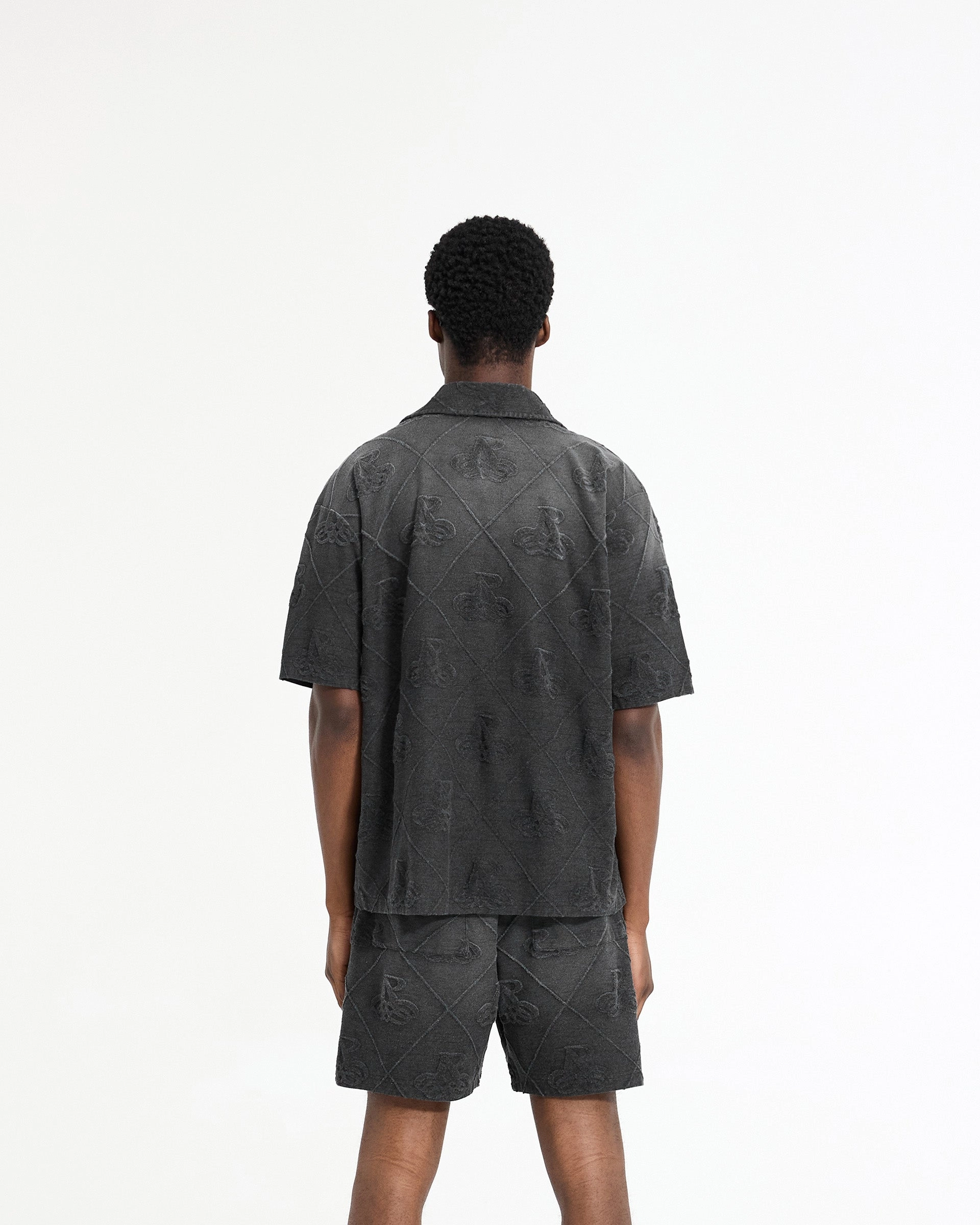 Stylish Element Minimalist Closure Towelling Shirt - Jet Black