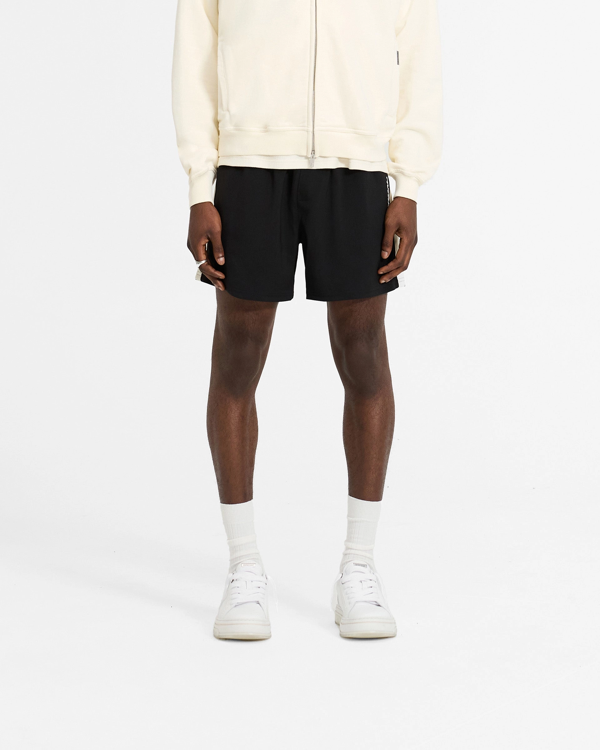 Track Short - Jet Black Casual Elegance