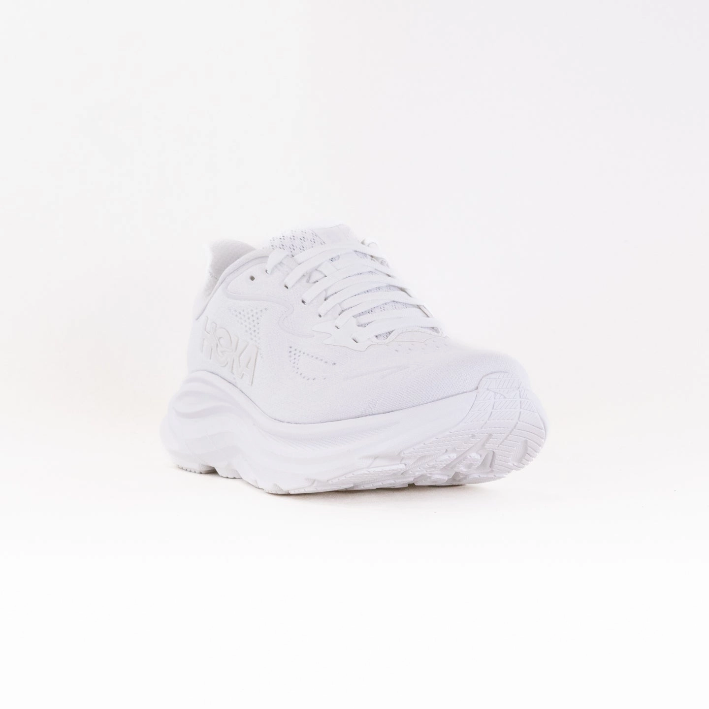 Hoka Clifton 10 Wide (Men's) - White/White running in a delta area shoes