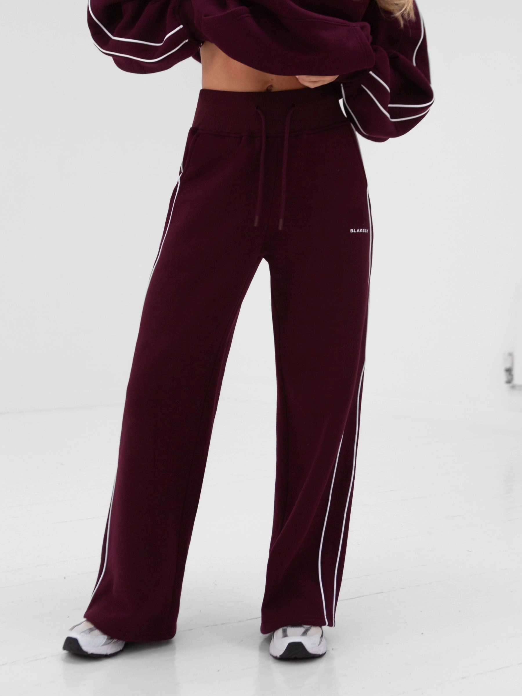 Apex Wide Leg Sweatpants - Deep Burgundy Slimline Fit