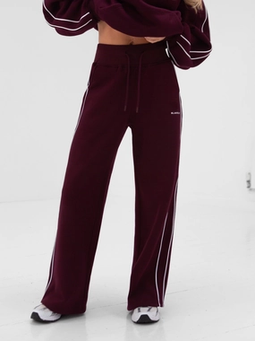 Apex Wide Leg Sweatpants - Deep Burgundy Slimline Fit