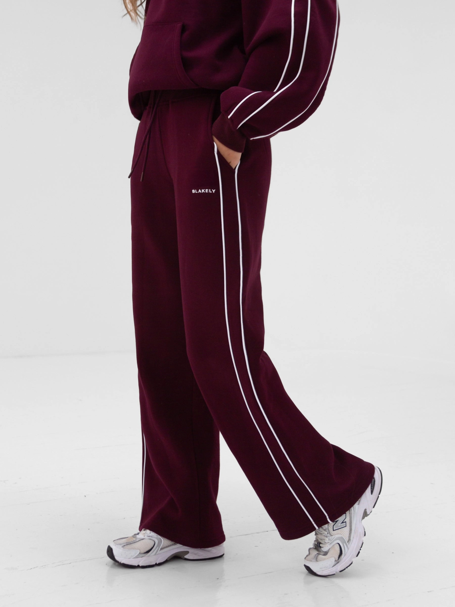 Apex Wide Leg Sweatpants - Deep Burgundy Timeless Layers