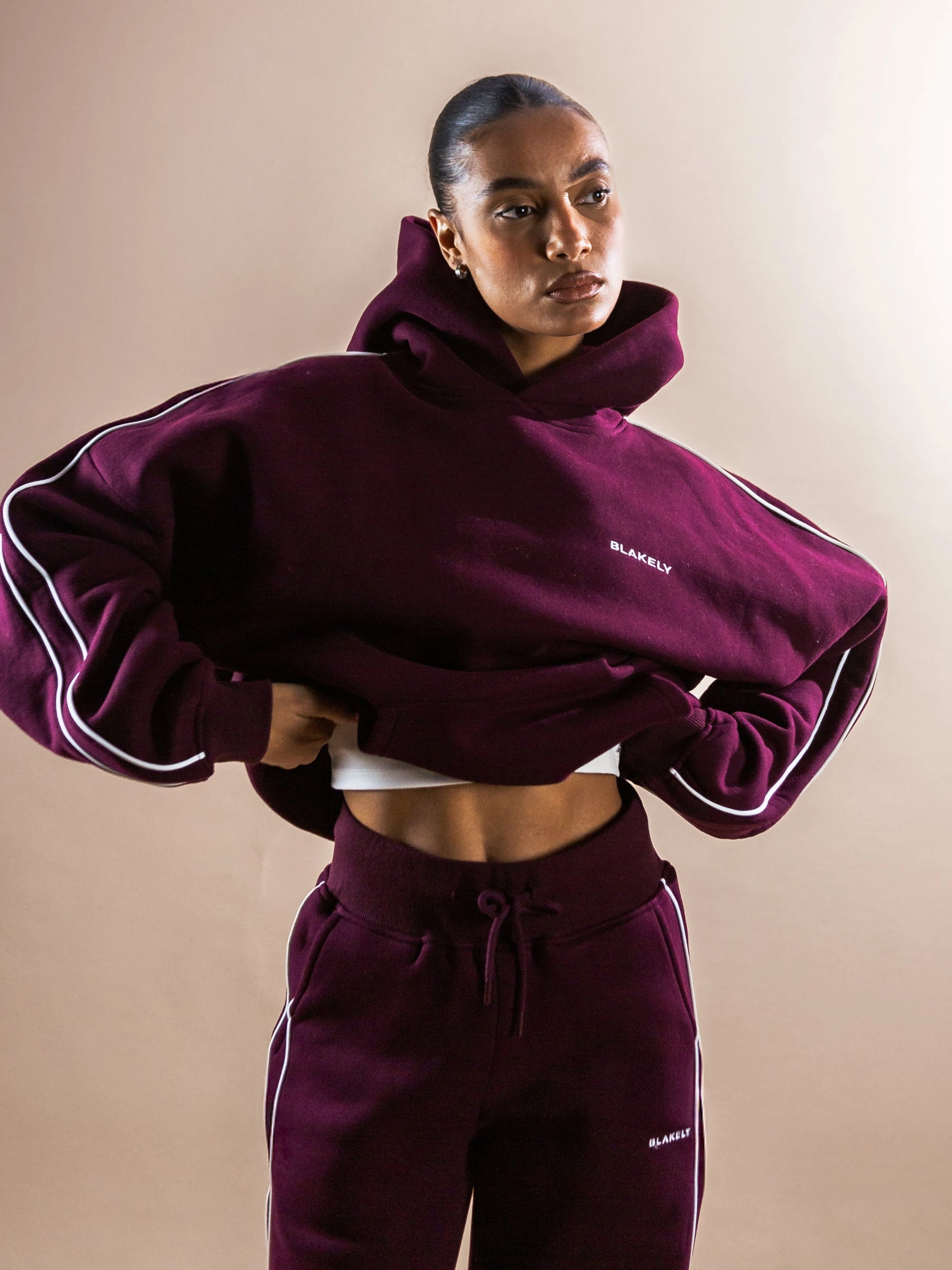 Multi Panel Construction LightweightConstruction Apex Wide Leg Sweatpants - Deep Burgundy