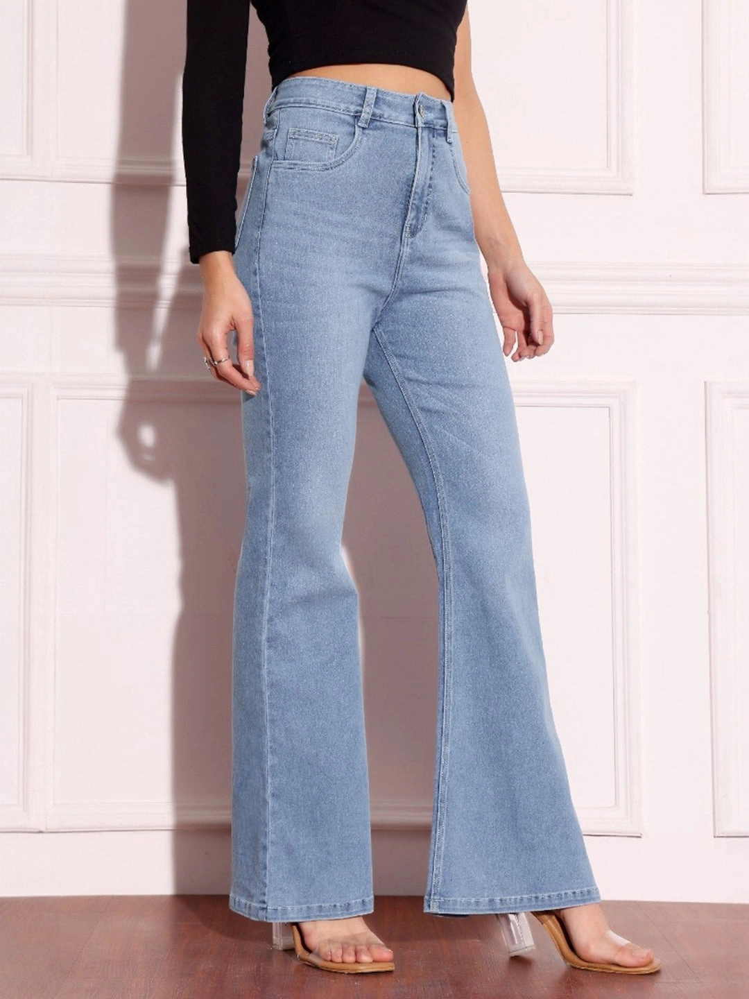 Shopping Day Outdoor Enthusiast CHASEshape? Light-Blue Bootcut High-Rise Stretchable Denim Jeans