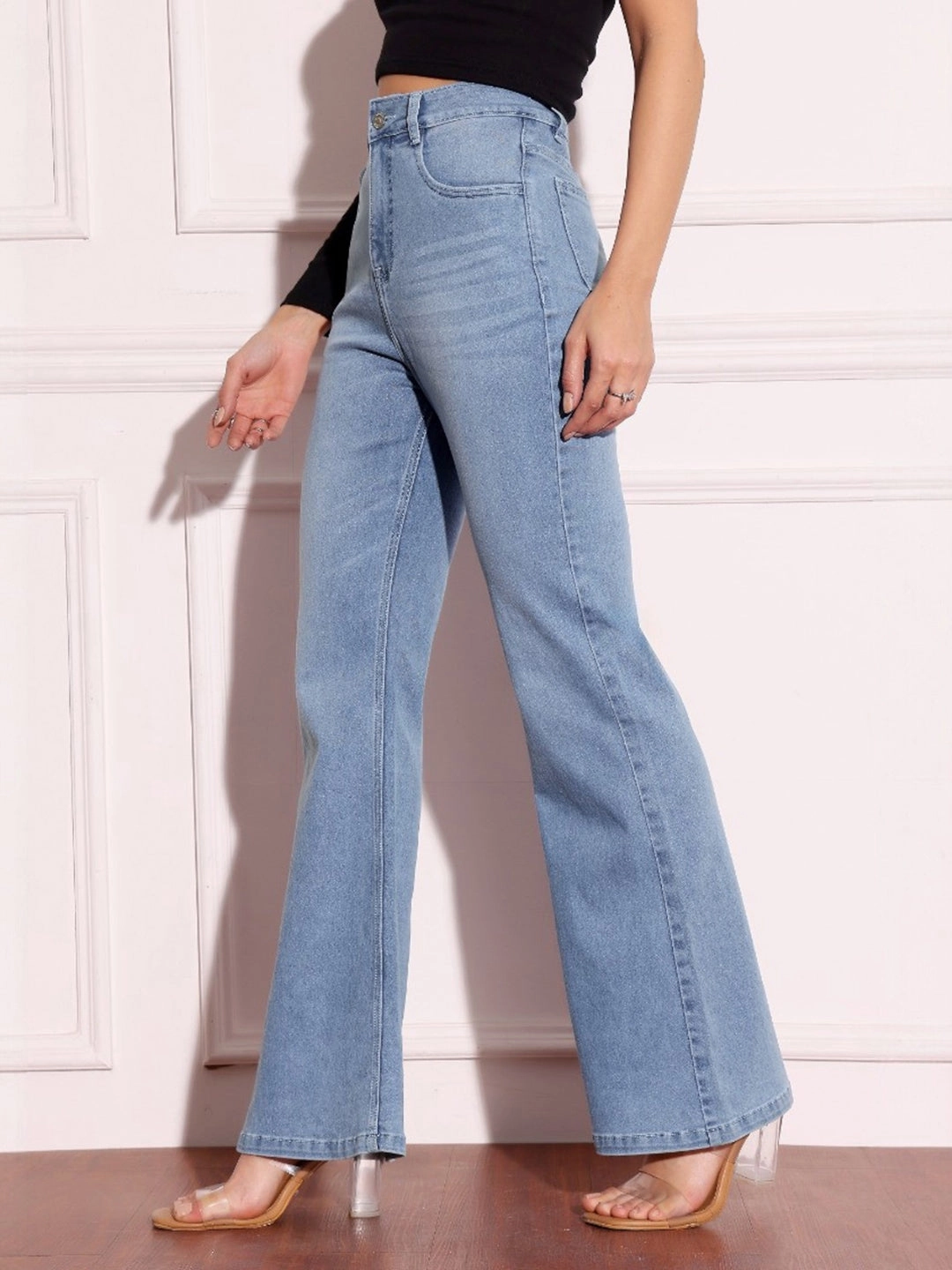 Tapered leg CHASEshape? Light-Blue Bootcut High-Rise Stretchable Denim Jeans