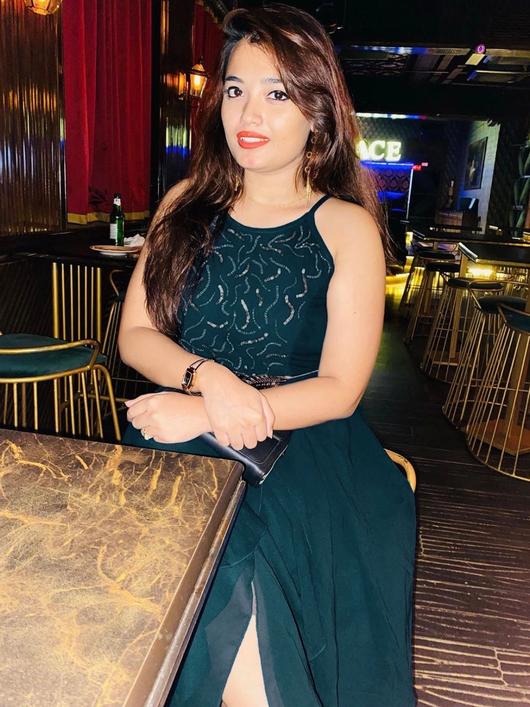 Women's Teal Round Neck Sleeveless Solid Embellished Maxi Dress Dreamy Presence