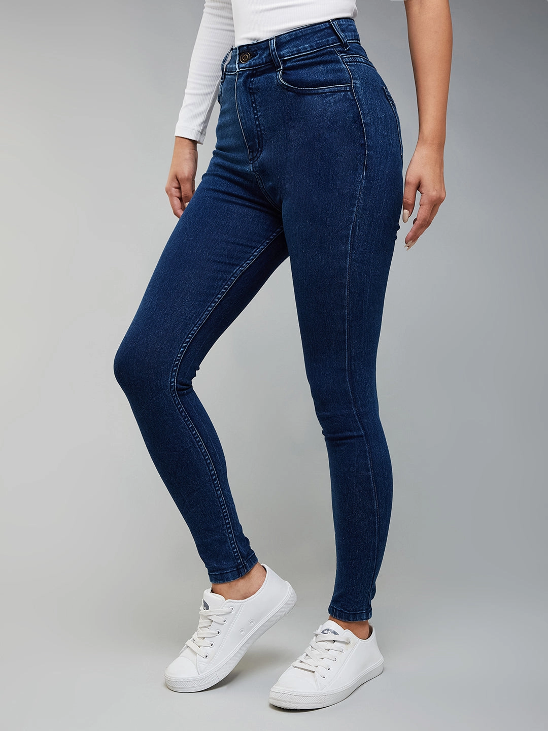 CHASEstretch? Blue Skinny-Fit High-Rise Cropped Denim Jeans Favorite Basic
