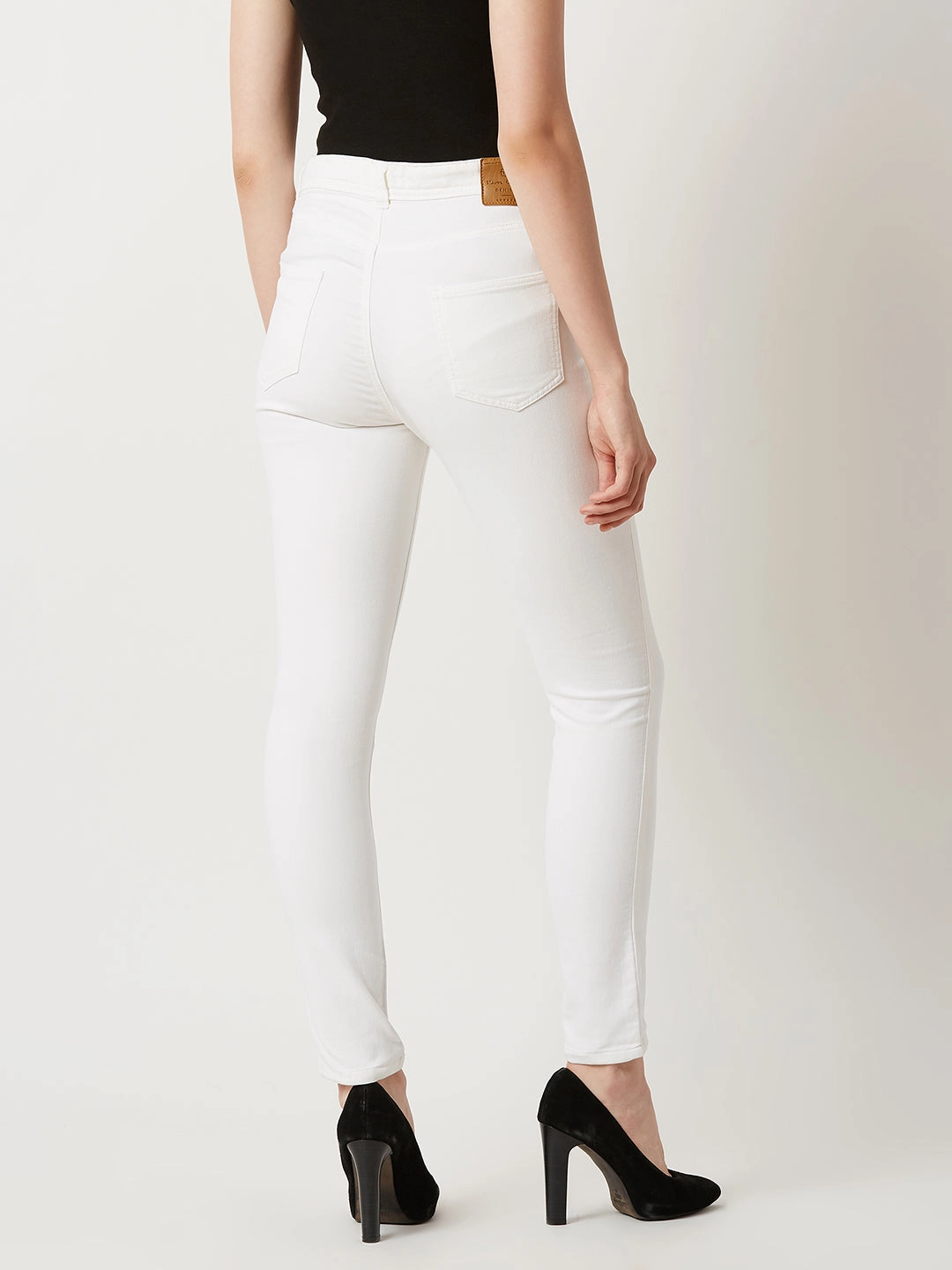 Perfect for All Work Ready Lightweight Textured 24/7 Comfort White Skinny High-Rise Stretchable Denim Jeans