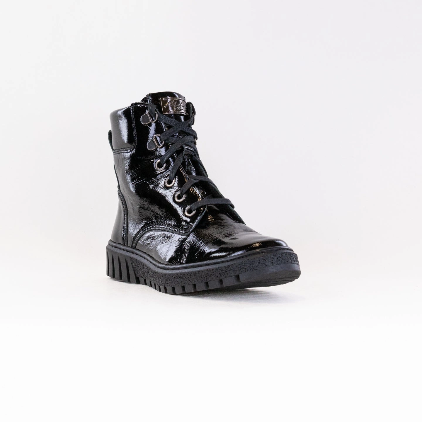 V-Italia 515 Celina Boot (Women's) - Black Patent Eco Material Rural Traveler Mud Resistant Functional Minimalist