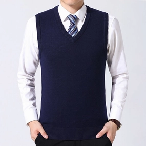 Interlock Knit Structure West Louis? Brand Knitted Wool Sleeveless Vest Pullover Sweater