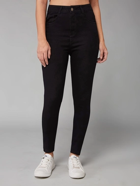 Women's Black OD Skinny High Rise Clean Look Regular Stretchable Denim Jeans Everyday Look