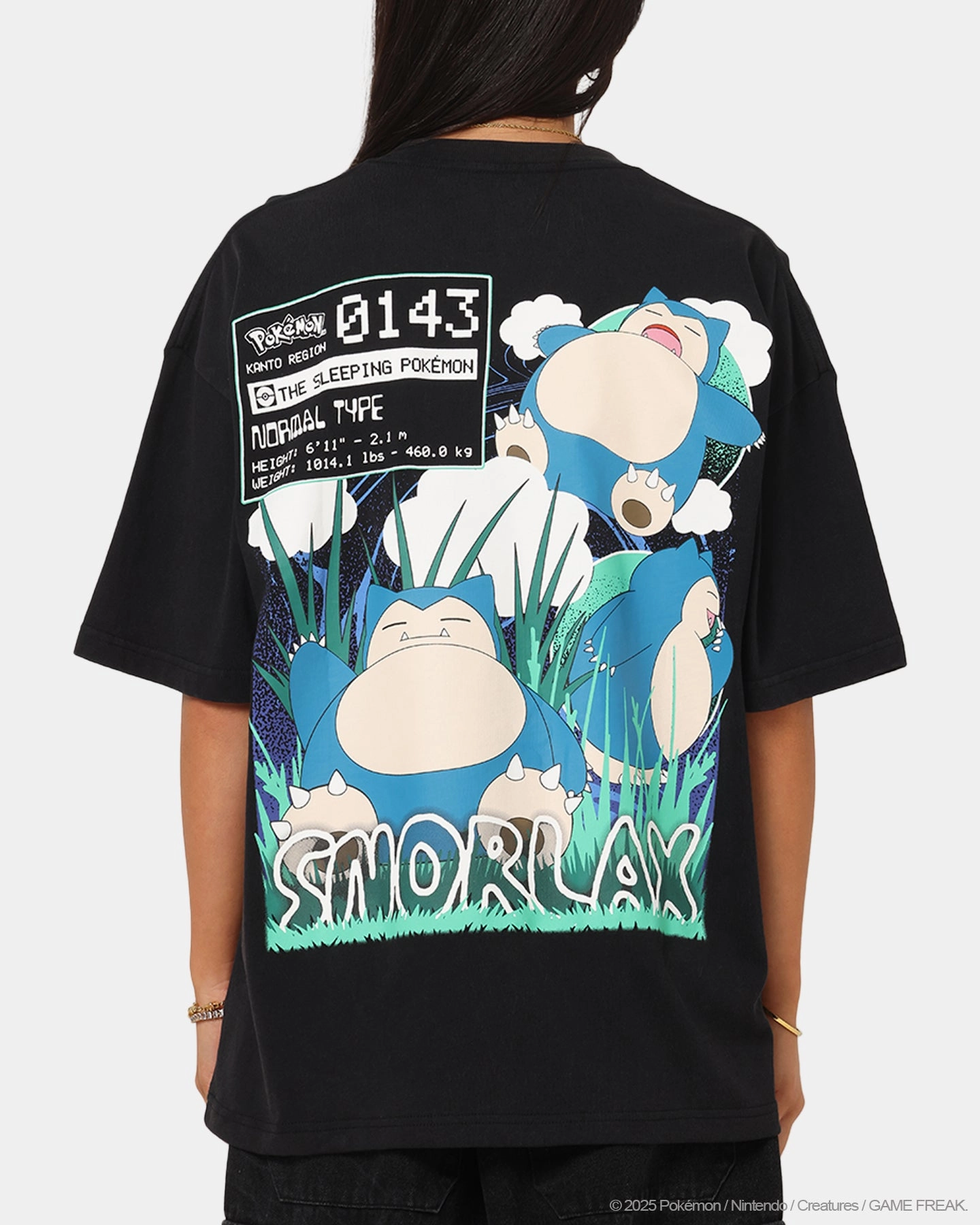 The Pok??mon Collection By 73 Studio Snorlax Vintage T-Shirt Off Black ZeroWaste Construction Compression Fit