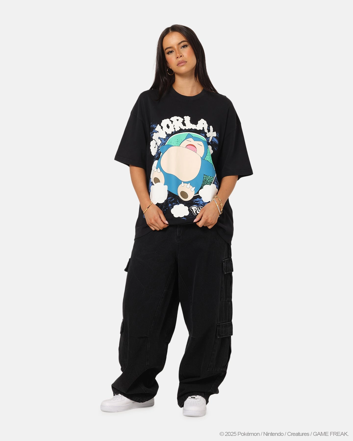 Recycled Polyester Material The Pok??mon Collection By 73 Studio Snorlax Vintage T-Shirt Off Black