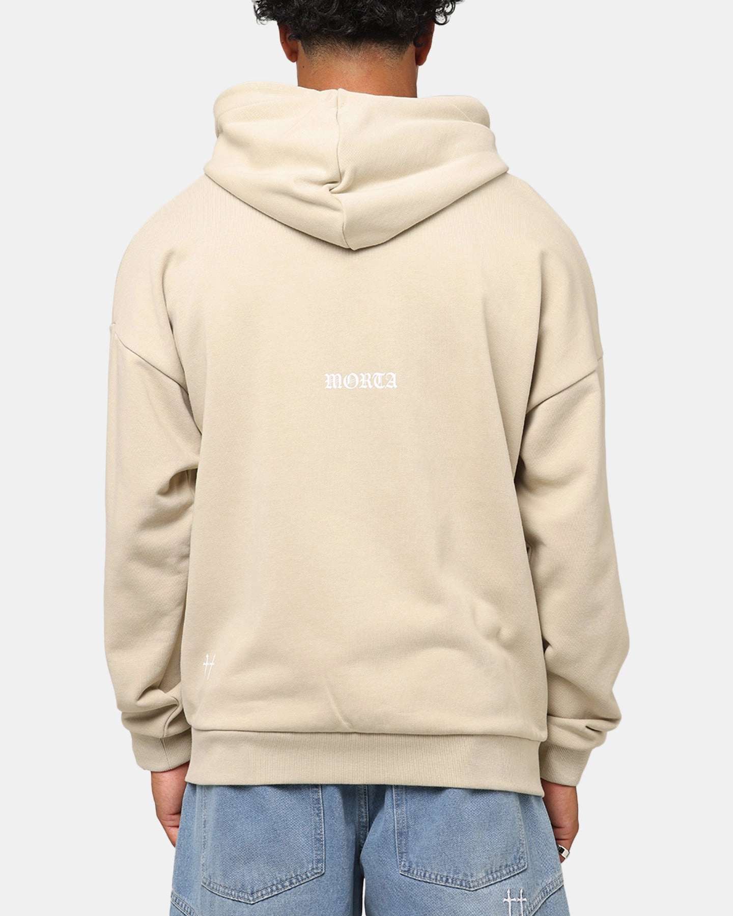 Saint Morta Gothic Distressed Zip Hoodie Stone Breathable fabric