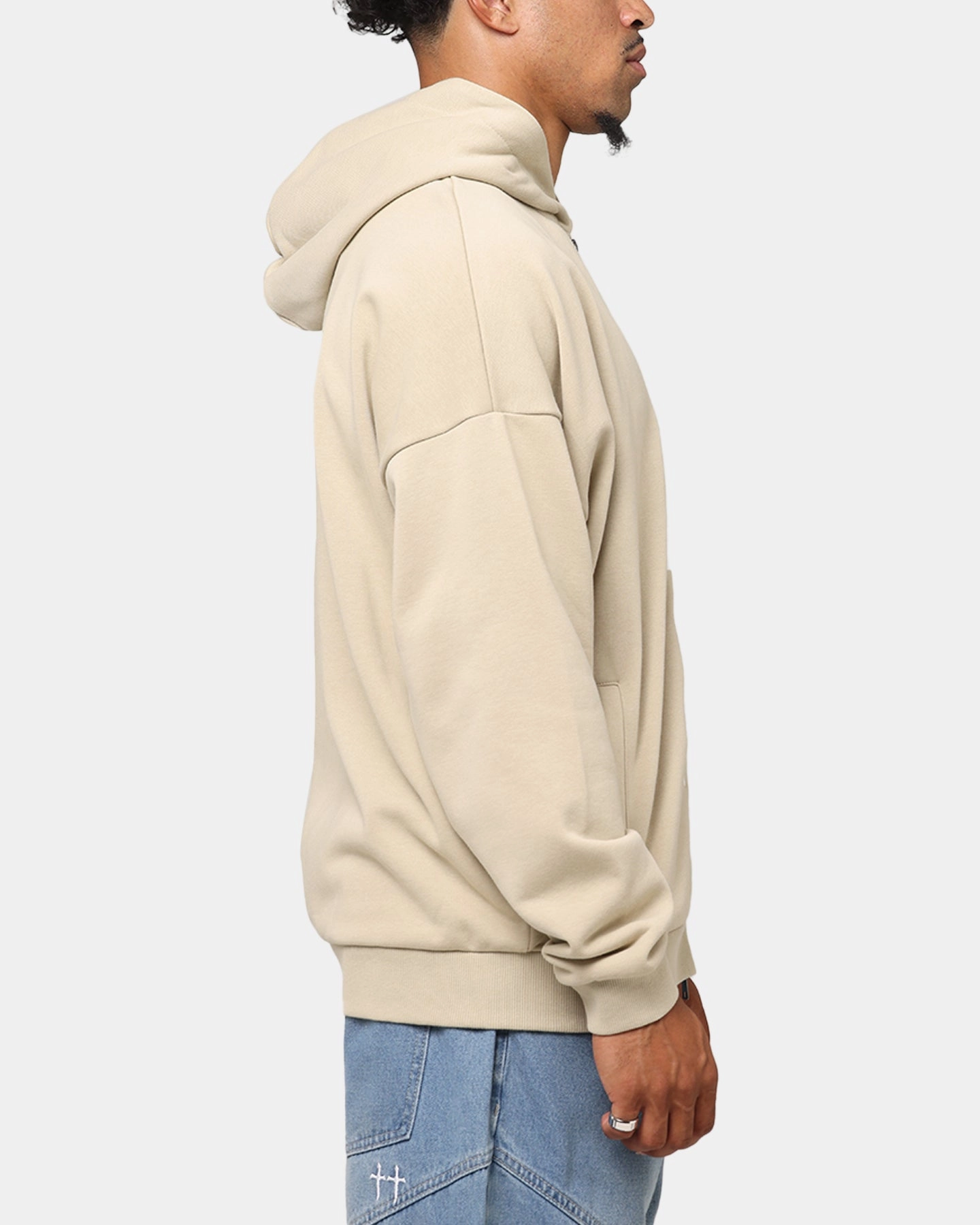 Saint Morta Gothic Distressed Zip Hoodie Stone HighDensity Knit Cozy Sweater