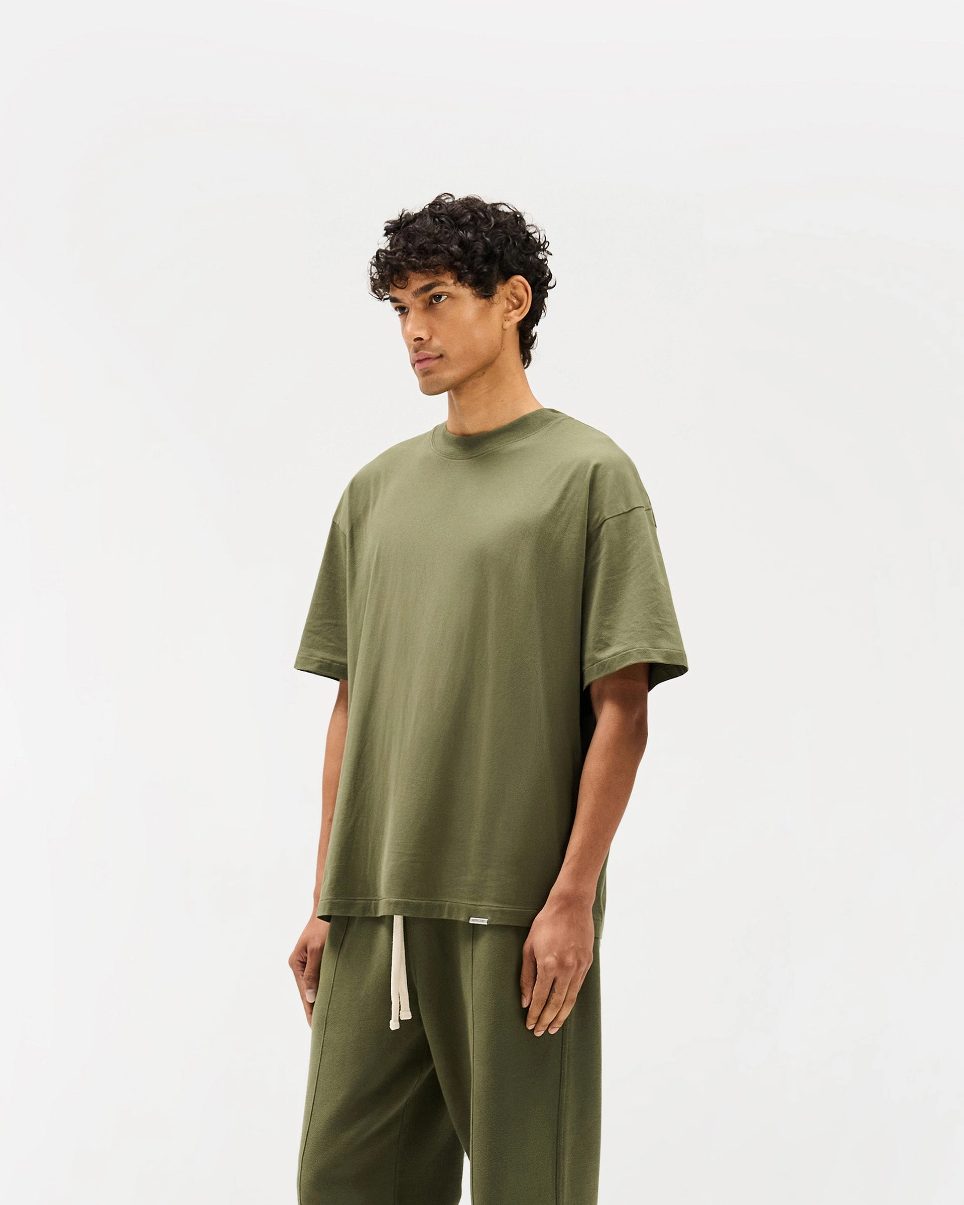 Initial Oversized T-Shirt - Army Green Cold Wash Optimized Soft Texture