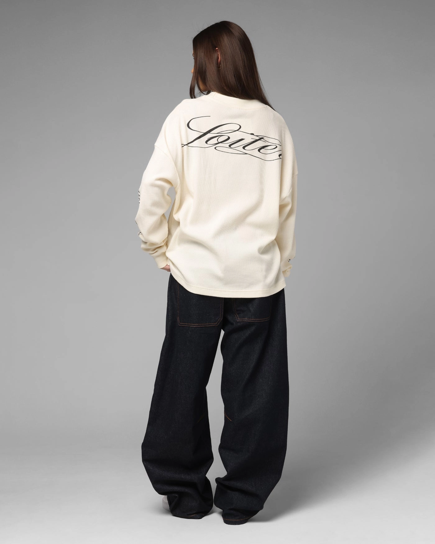 ElasticTrimming Reinforced Neckline Detail Loiter Purity Thermal Long Sleeve T-Shirt Off White