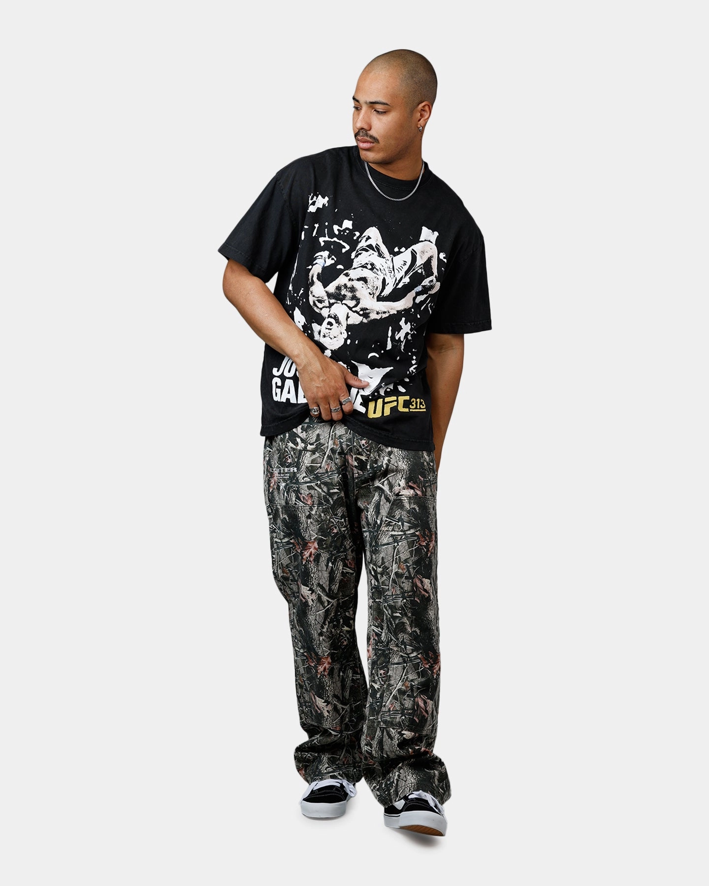 DoubleStitched Hemming UFC By Culture Kings Justin Gaethje 313 T-Shirt Black Acidwash