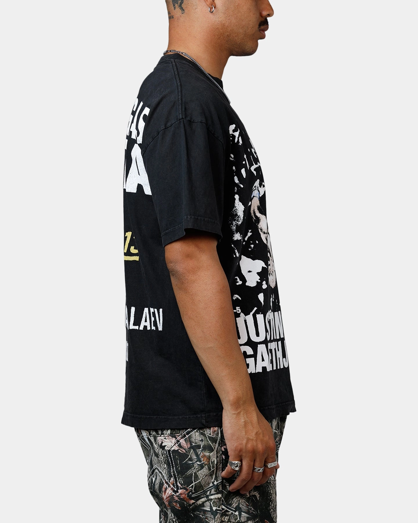 HypoallergenicFibers HighStretch UFC By Culture Kings Justin Gaethje 313 T-Shirt Black Acidwash