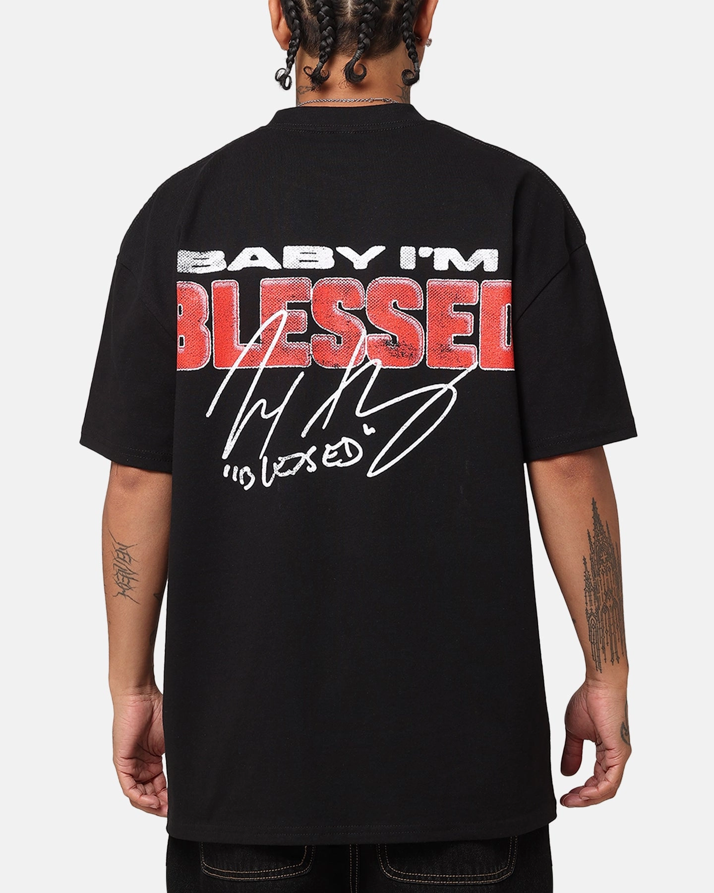 UFC By Culture Kings Max Holloway Baby I'm Blessed Heavyweight T-Shirt Black Fray Resistant Edges