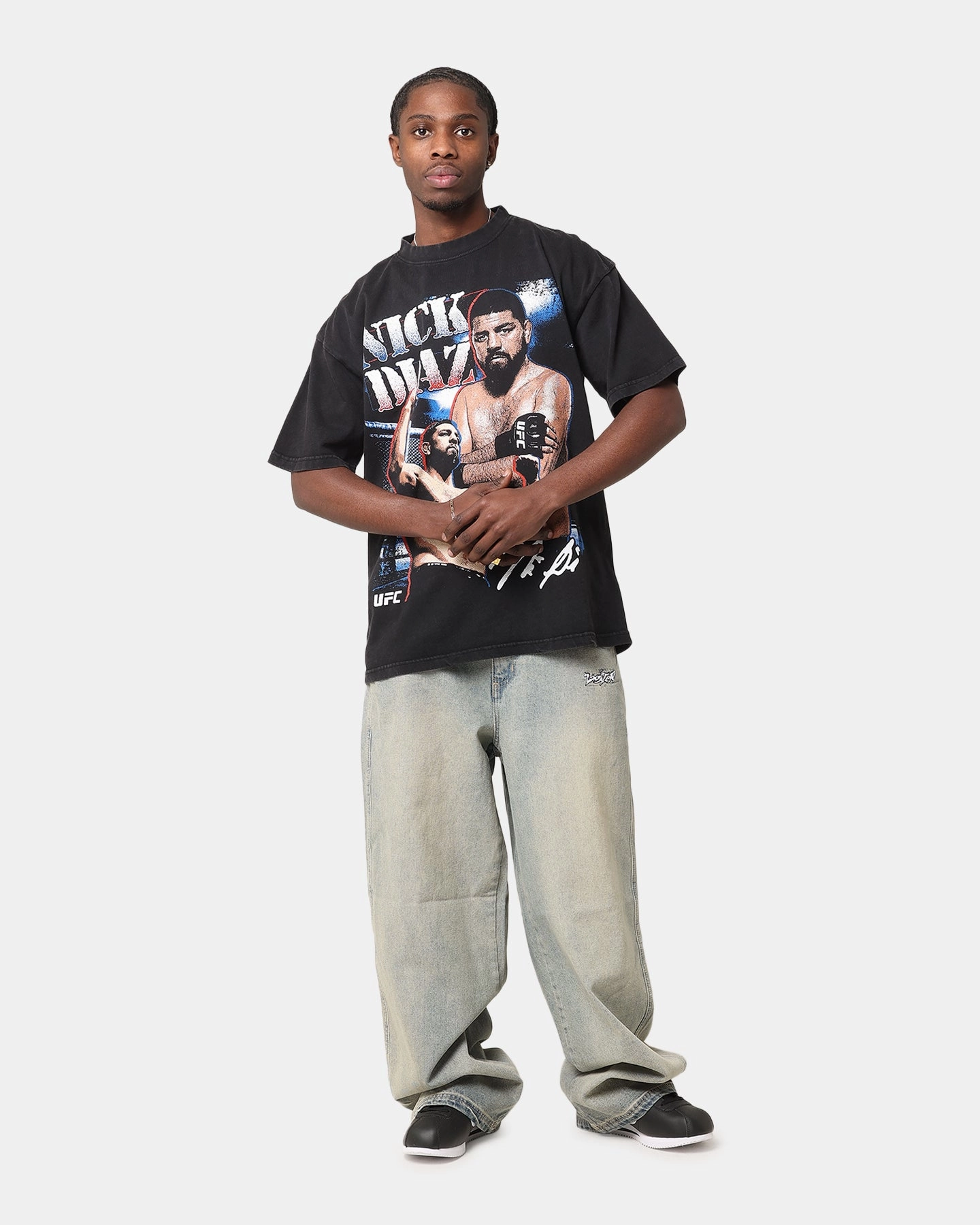 UFC By Culture Kings Nick Diaz Vintage T-Shirt Black Acidwash Contoured Armhole Design