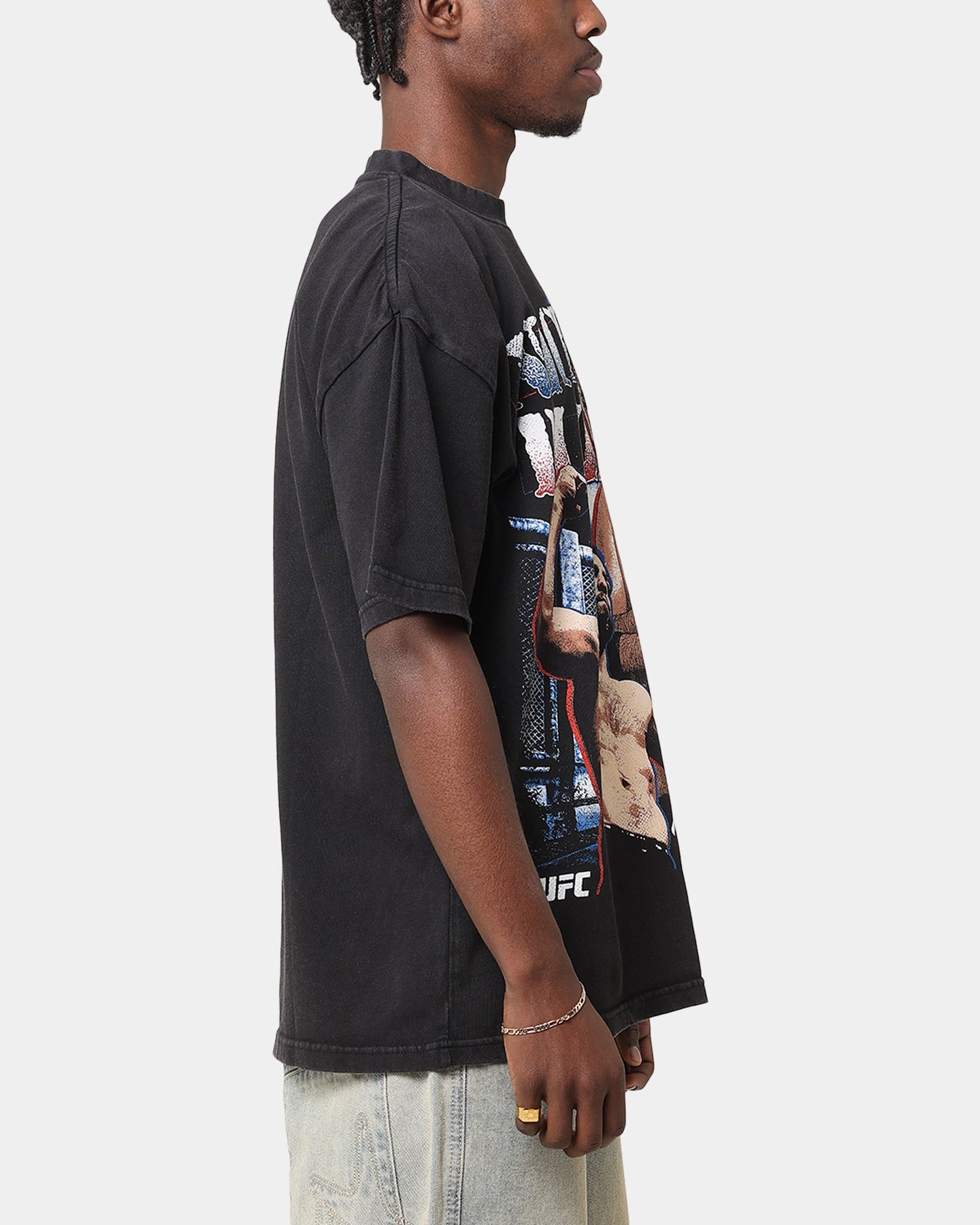 UFC By Culture Kings Nick Diaz Vintage T-Shirt Black Acidwash Thermal regulation Layered Ventilation Zones