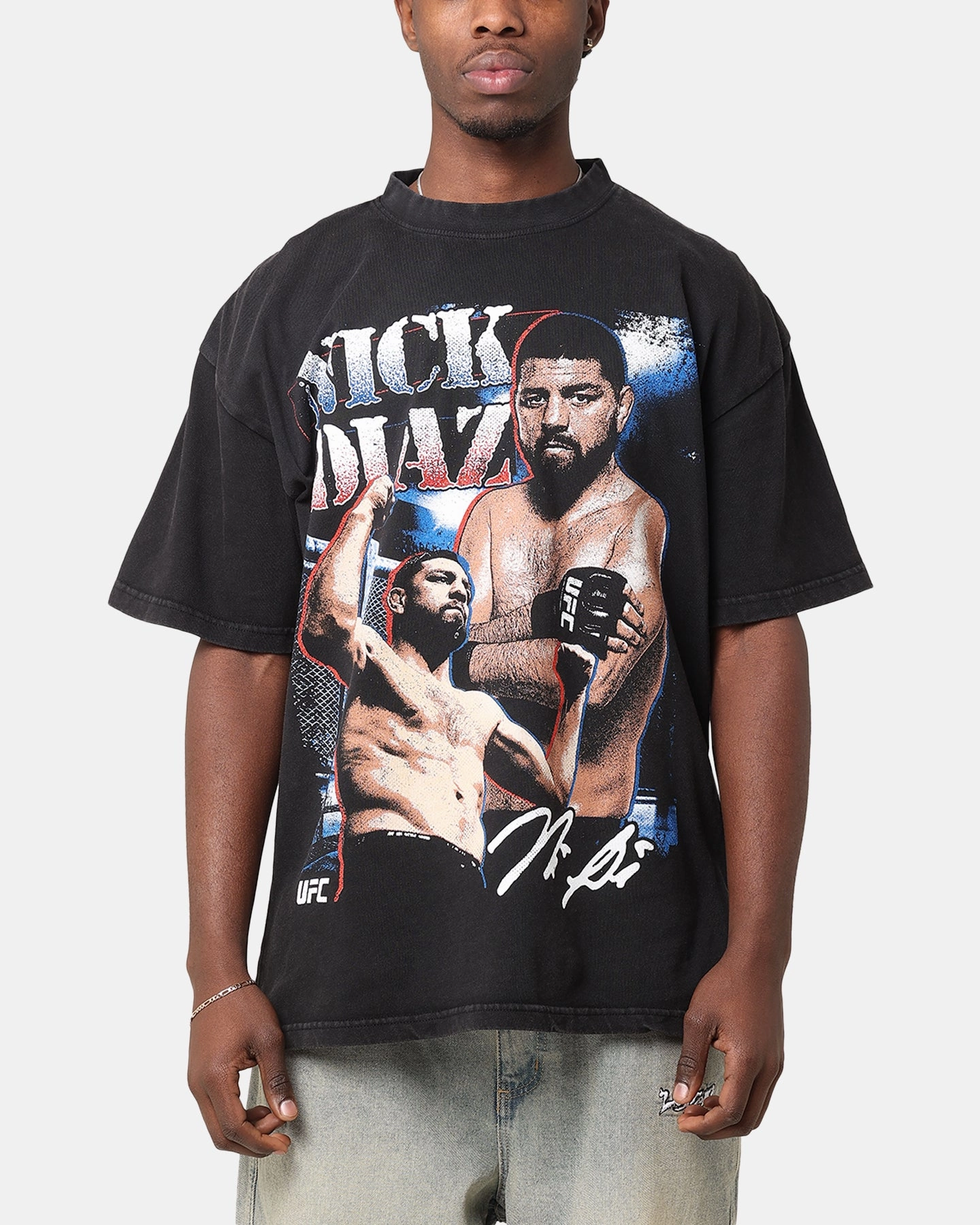 AbrasionResistant Edging UFC By Culture Kings Nick Diaz Vintage T-Shirt Black Acidwash