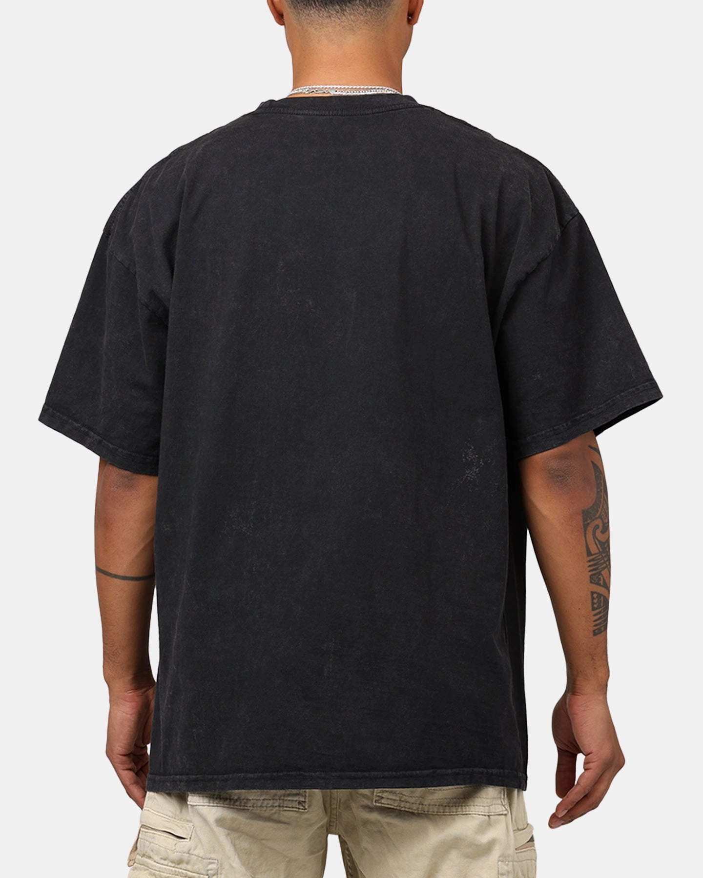 Basic Sweatshirt High Collar Protection Design UFC By Goat Crew Jon Jones Big Face T-Shirt Black Acidwash