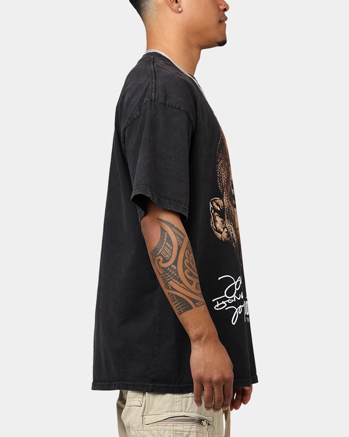 UFC By Goat Crew Jon Jones Big Face T-Shirt Black Acidwash Moisture Control Technology ReinforcedShoulders