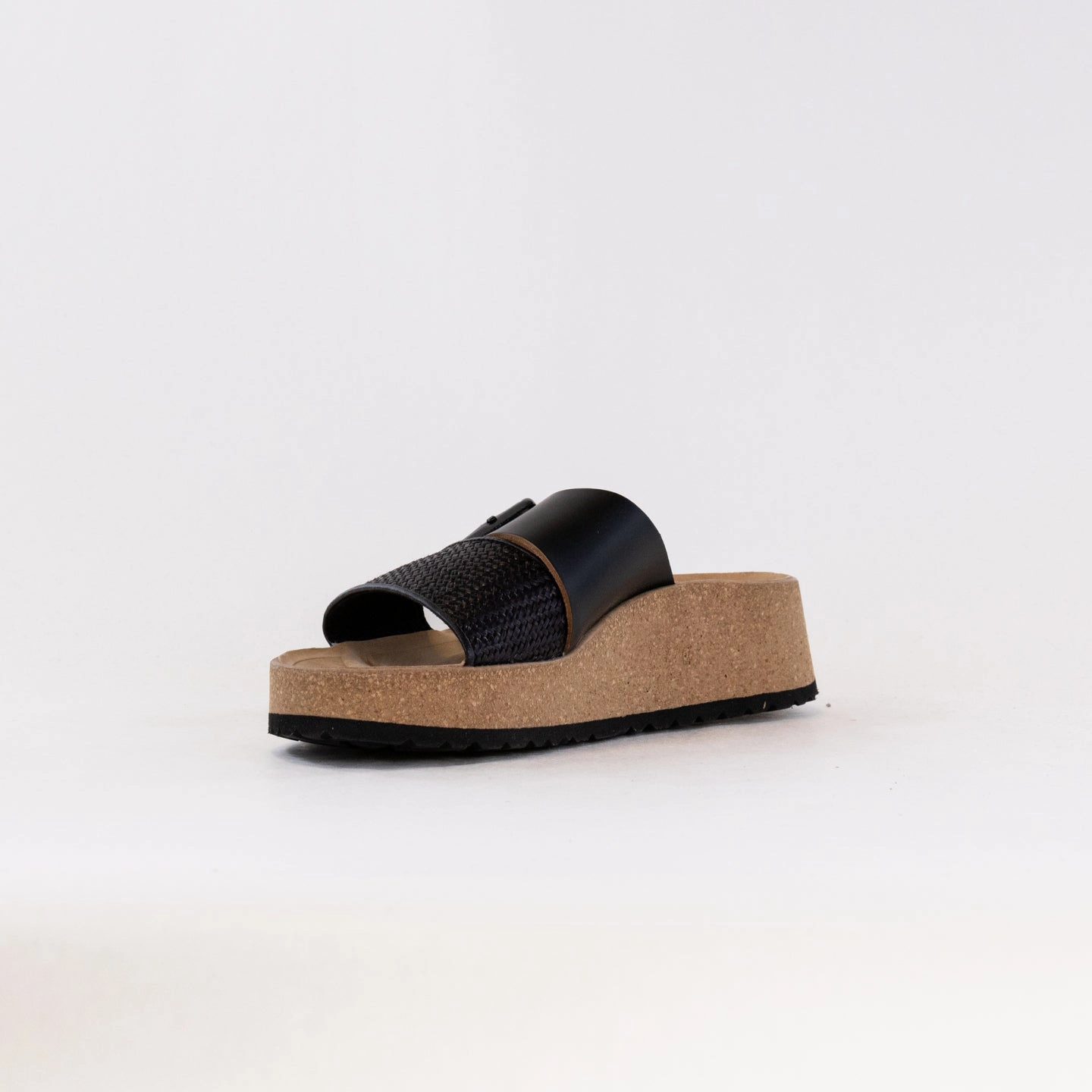 Birkenstock-Papillo Almina (Women's) - Black Raffia Leather Everyday Footwear