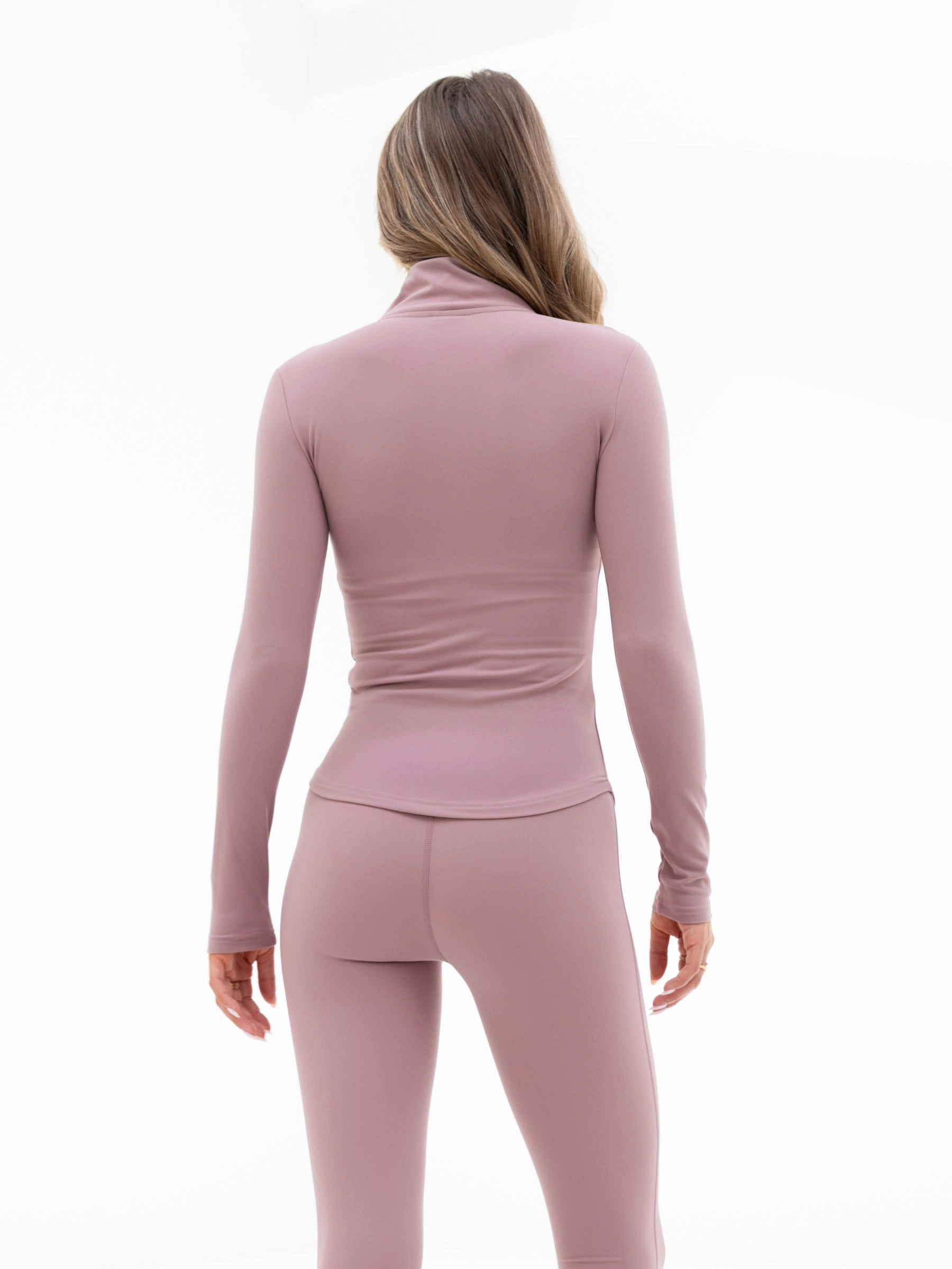 Ultimate Full Zip Jacket - Dusty Pink Stretchable Waistband Moisture Wicking Inner Layer