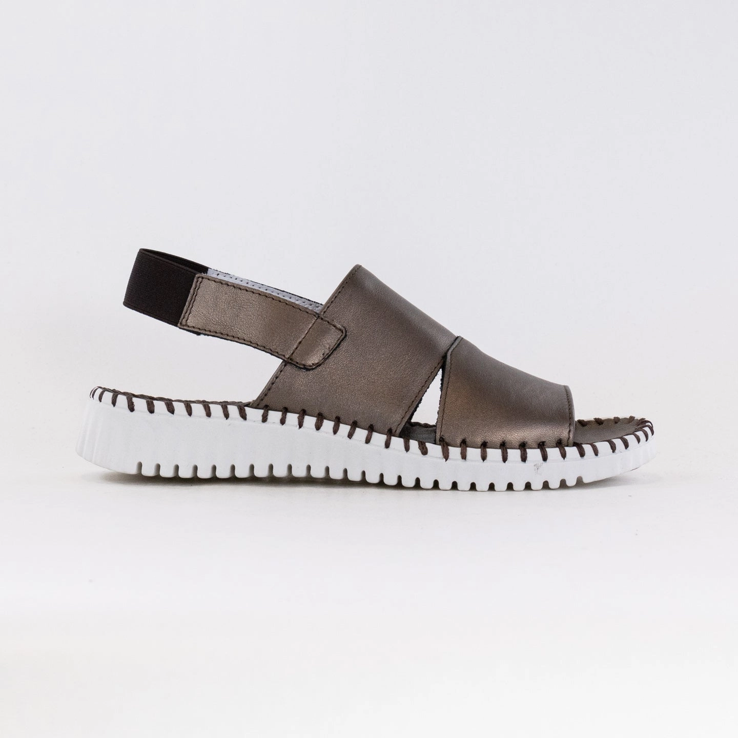 Eric Michael Sola Sandal (Women's) - Pewter Leather Casual Flats