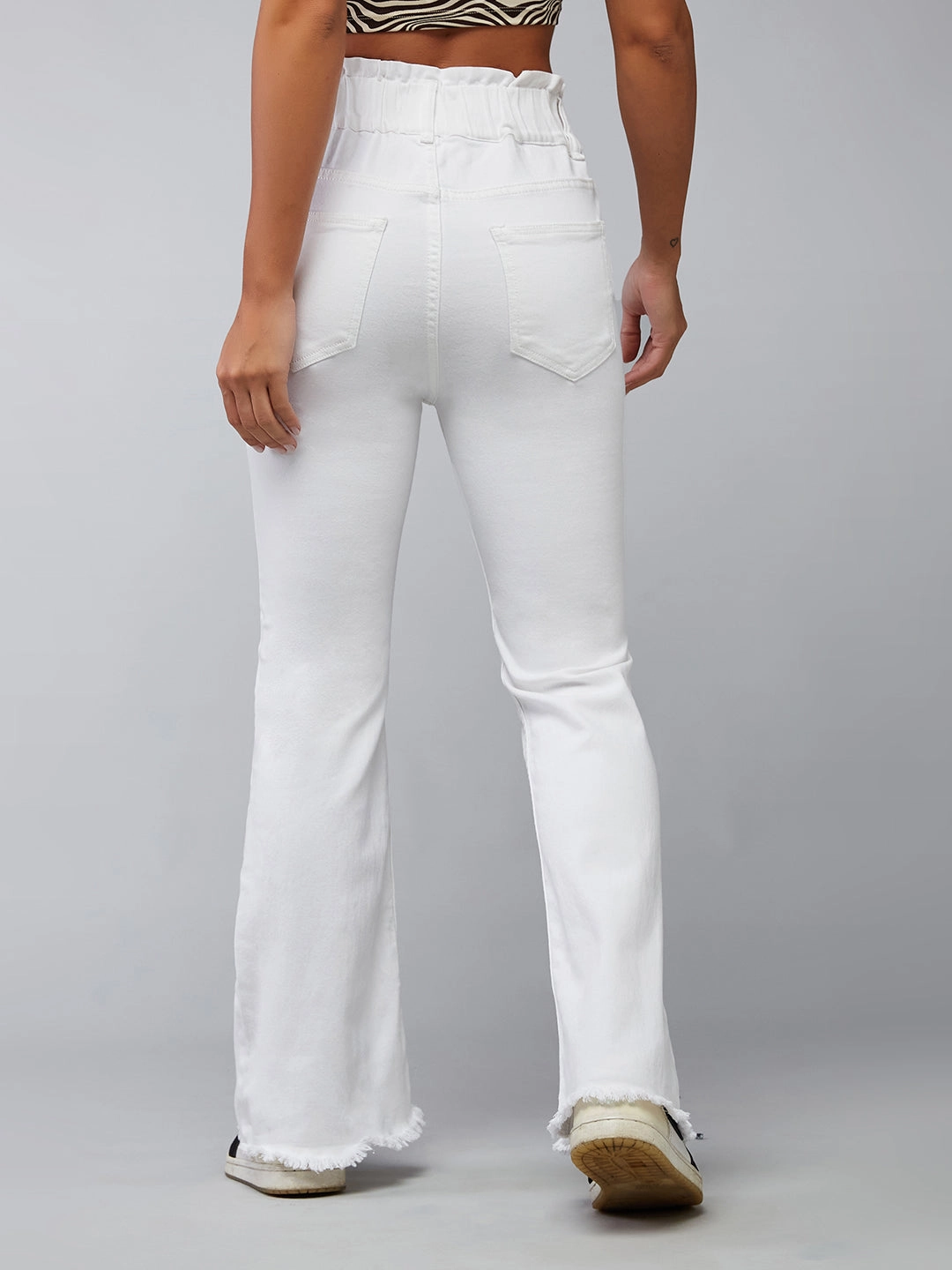 CHASEstretch? White Flared High-Rise Ankle length Denim Jeans Closet Must Fashion Comfort