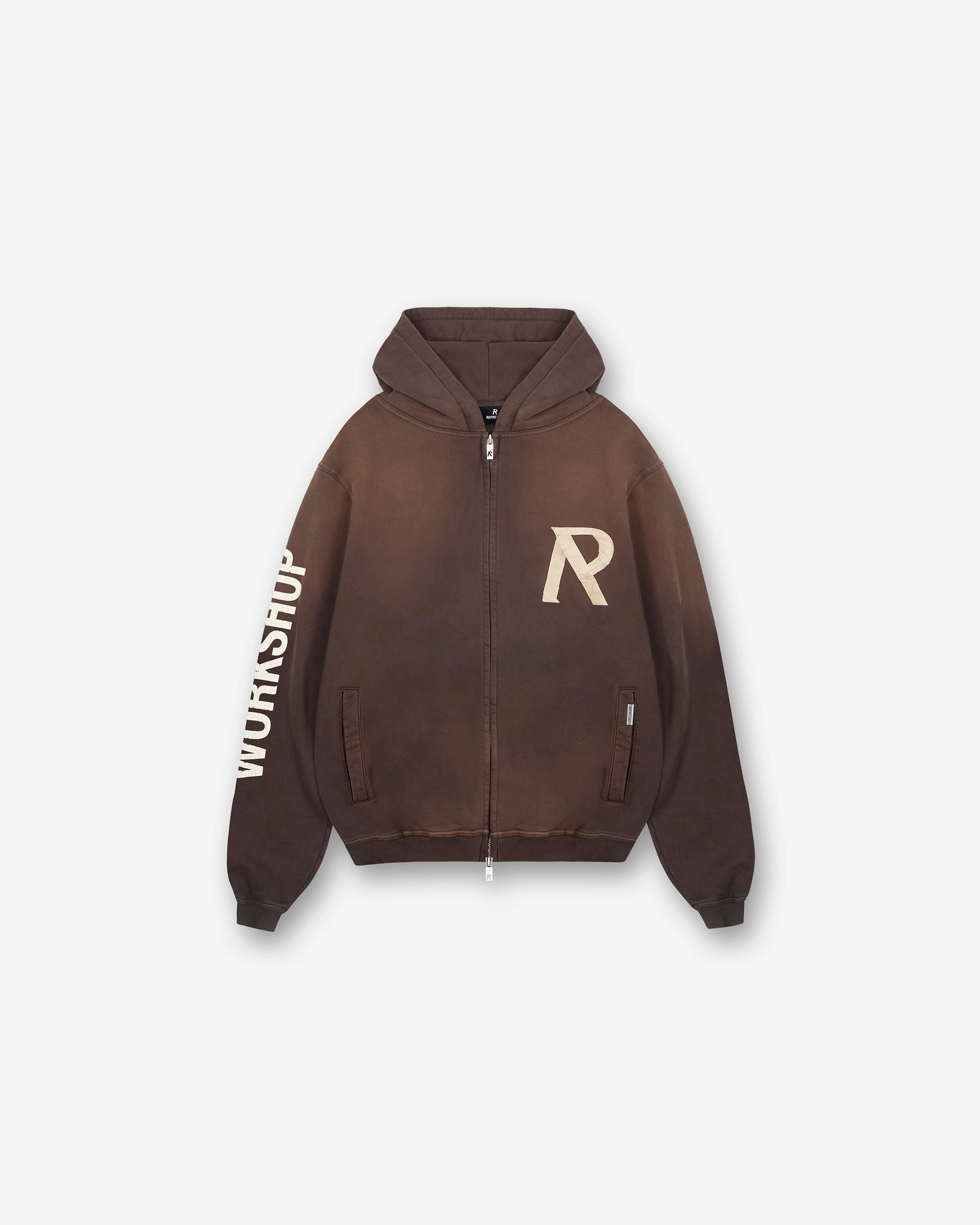Okapi like Masking Tape Initial Zip Hoodie - Cedar