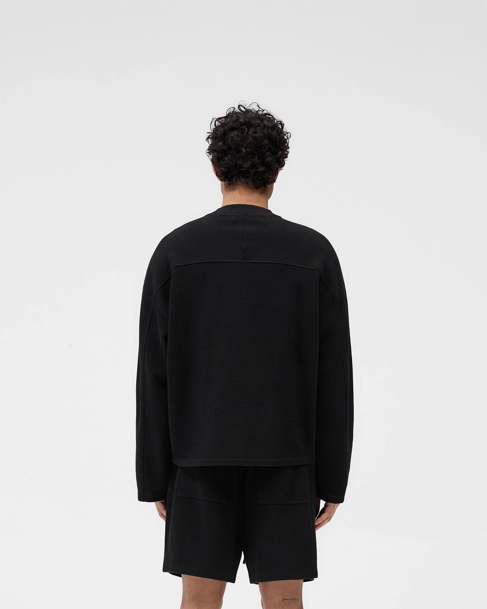 Active Trend Look Waffle Long Sleeve T-Shirt - Black