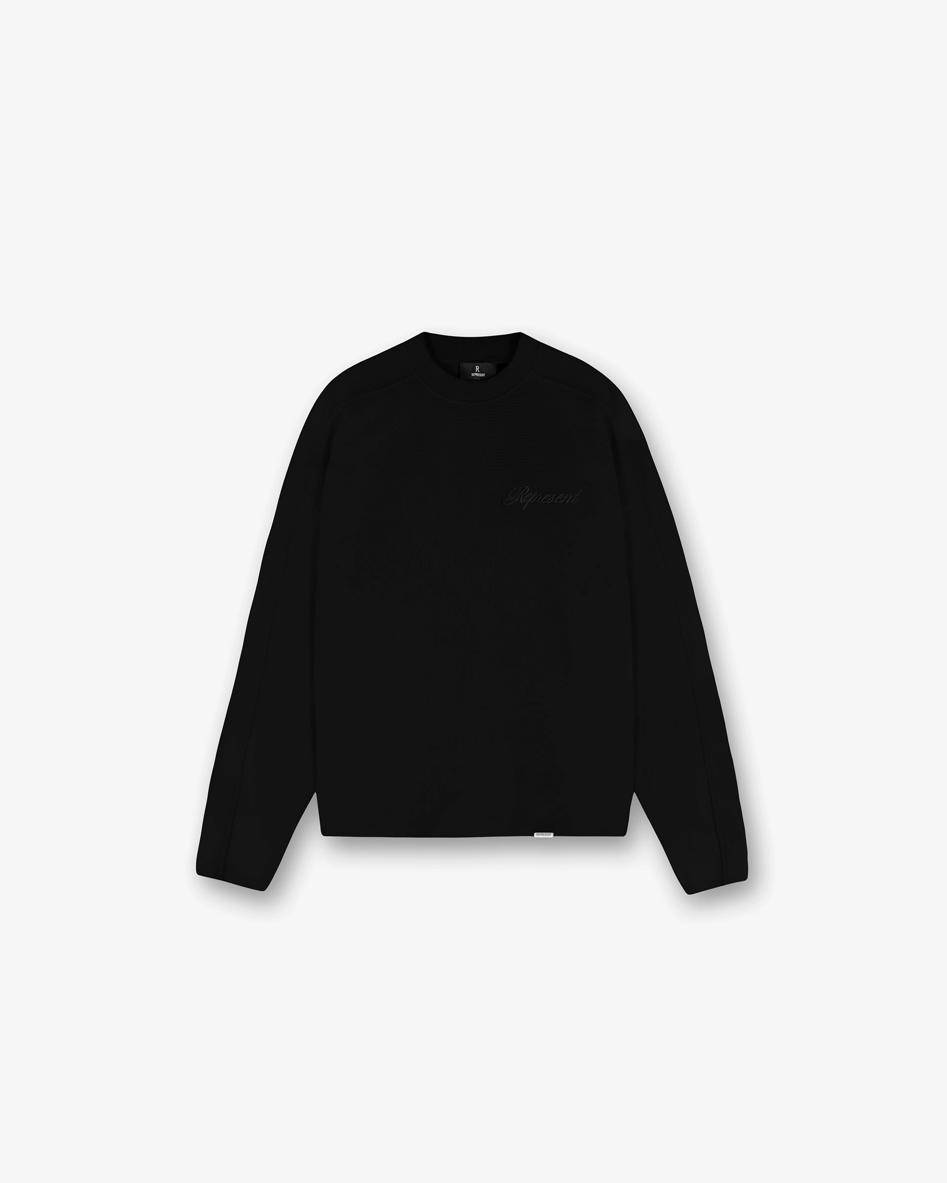 Waffle Long Sleeve T-Shirt - Black Weekend Comfort
