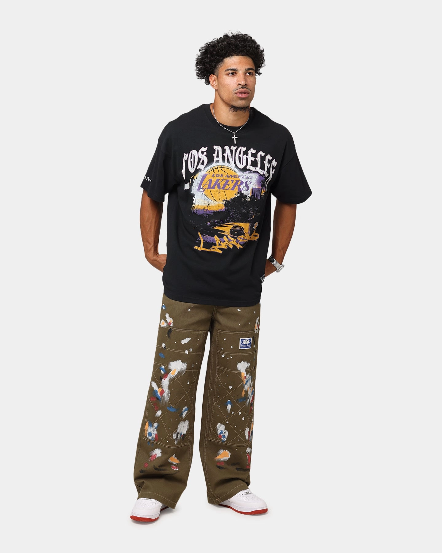 Mitchell & Ness Los Angeles Lakers Soaring T-Shirt Black NoiseReduciting Zipper Activewear Top