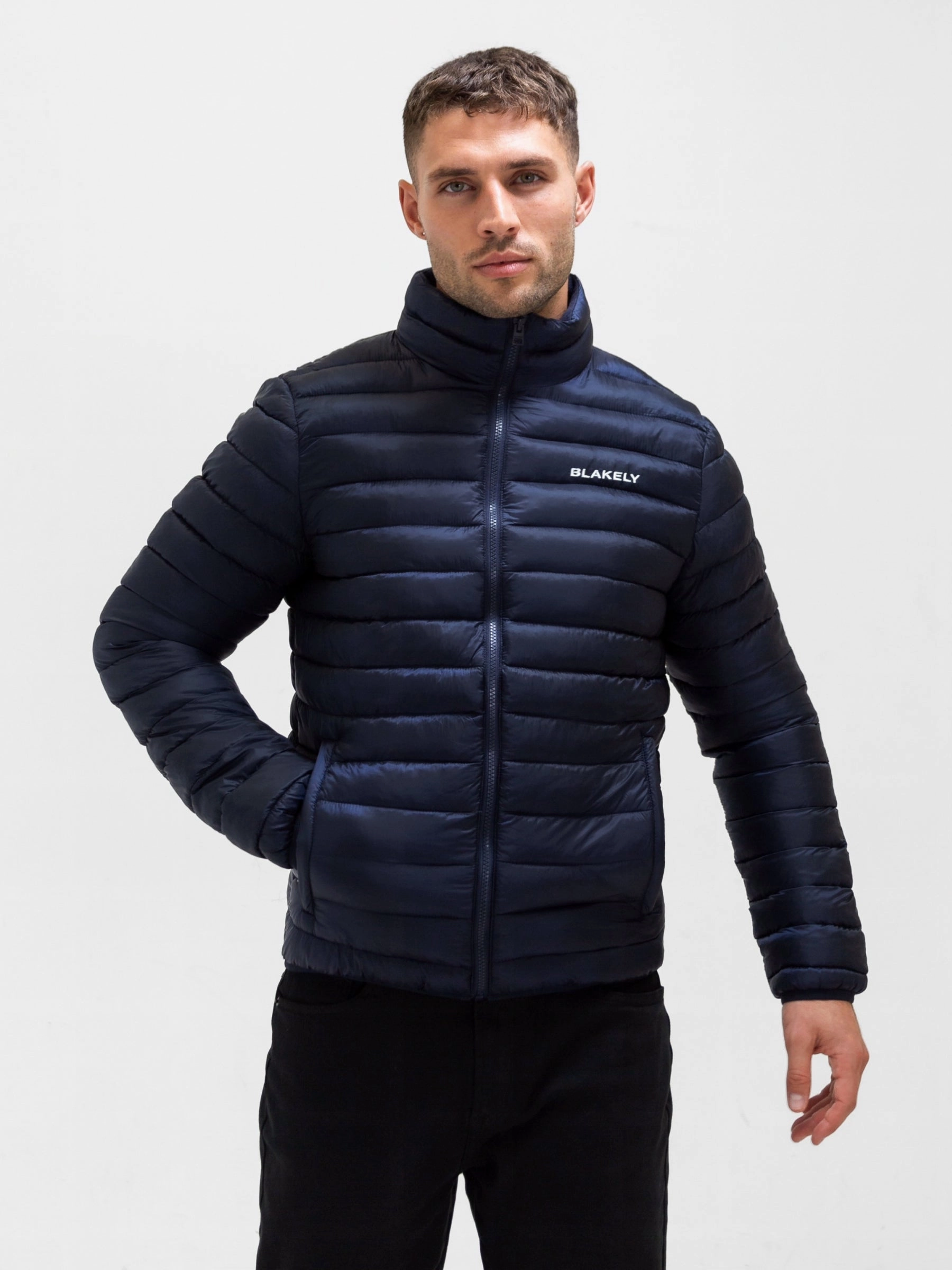 Lucas Lightweight Puffer Jacket - Navy Windproof Inner Layer