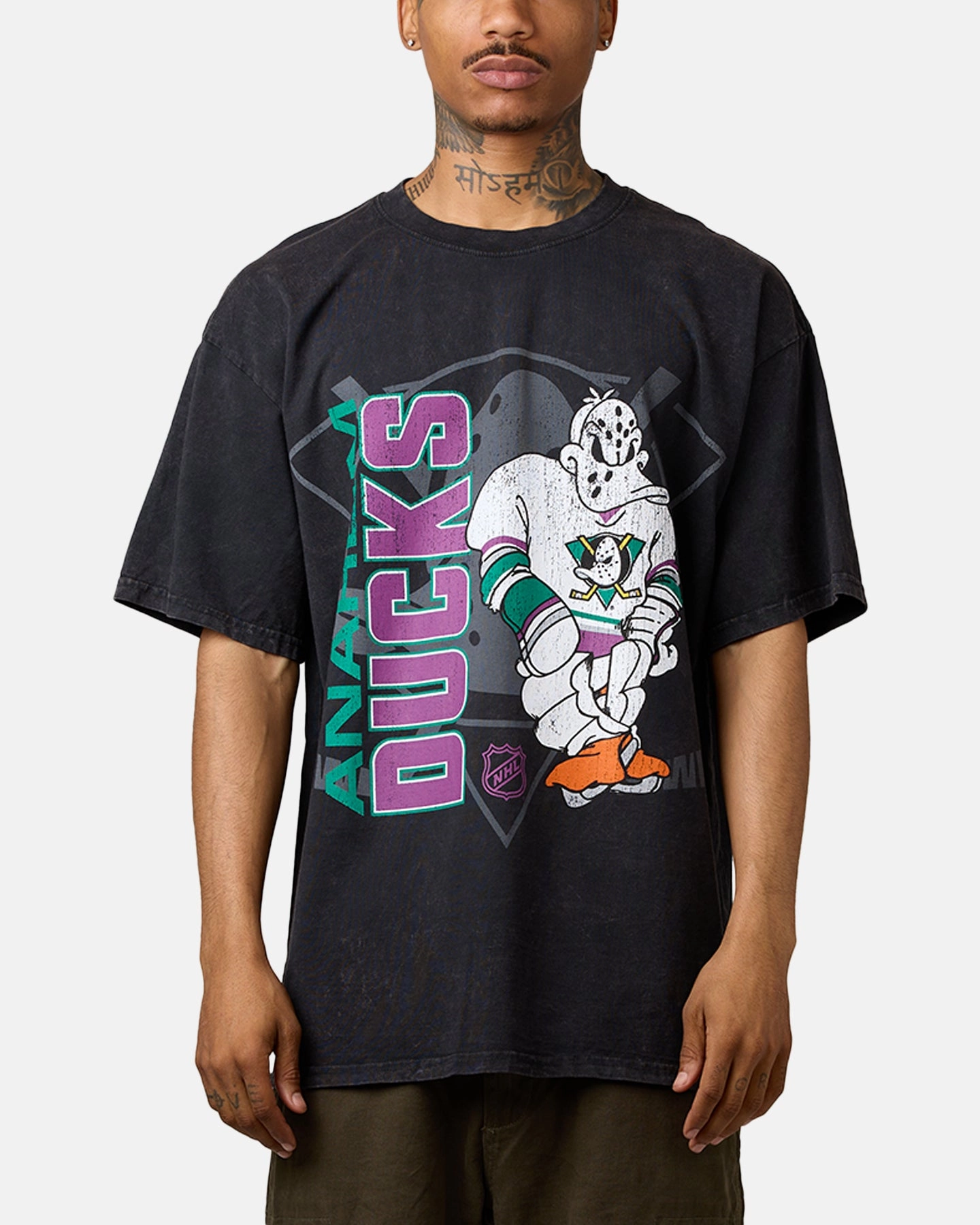 UV Protection Enhanced stain resistant coating Culture Kings Anaheim Ducks Smash T-Shirt Washed Black