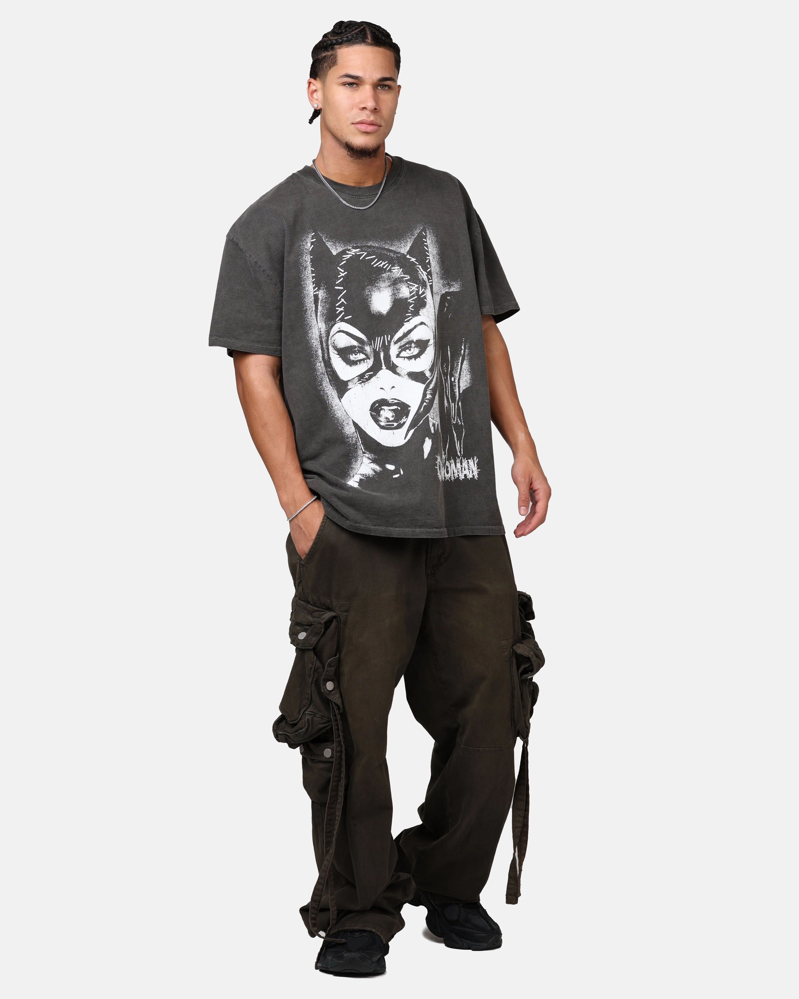 Odor Resistant Technology Basic Sweatshirt Goat Crew X DC Batman Catwoman Heavyweight T-Shirt Black Wash