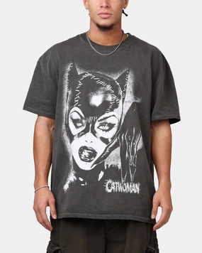Goat Crew X DC Batman Catwoman Heavyweight T-Shirt Black Wash VersatileNeckline Stretchable Waistband