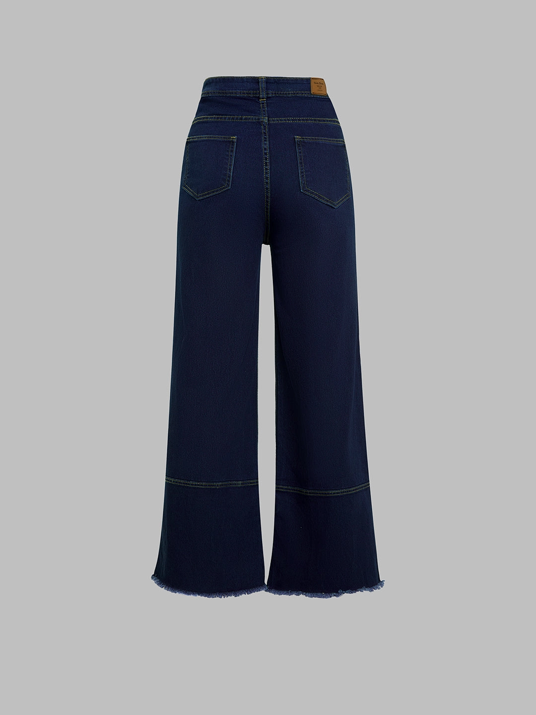 24/7 Comfort Navy-Blue Wide-Leg High-Rise Stretchable Denim Jeans Balanced Style Premium Cotton Blend