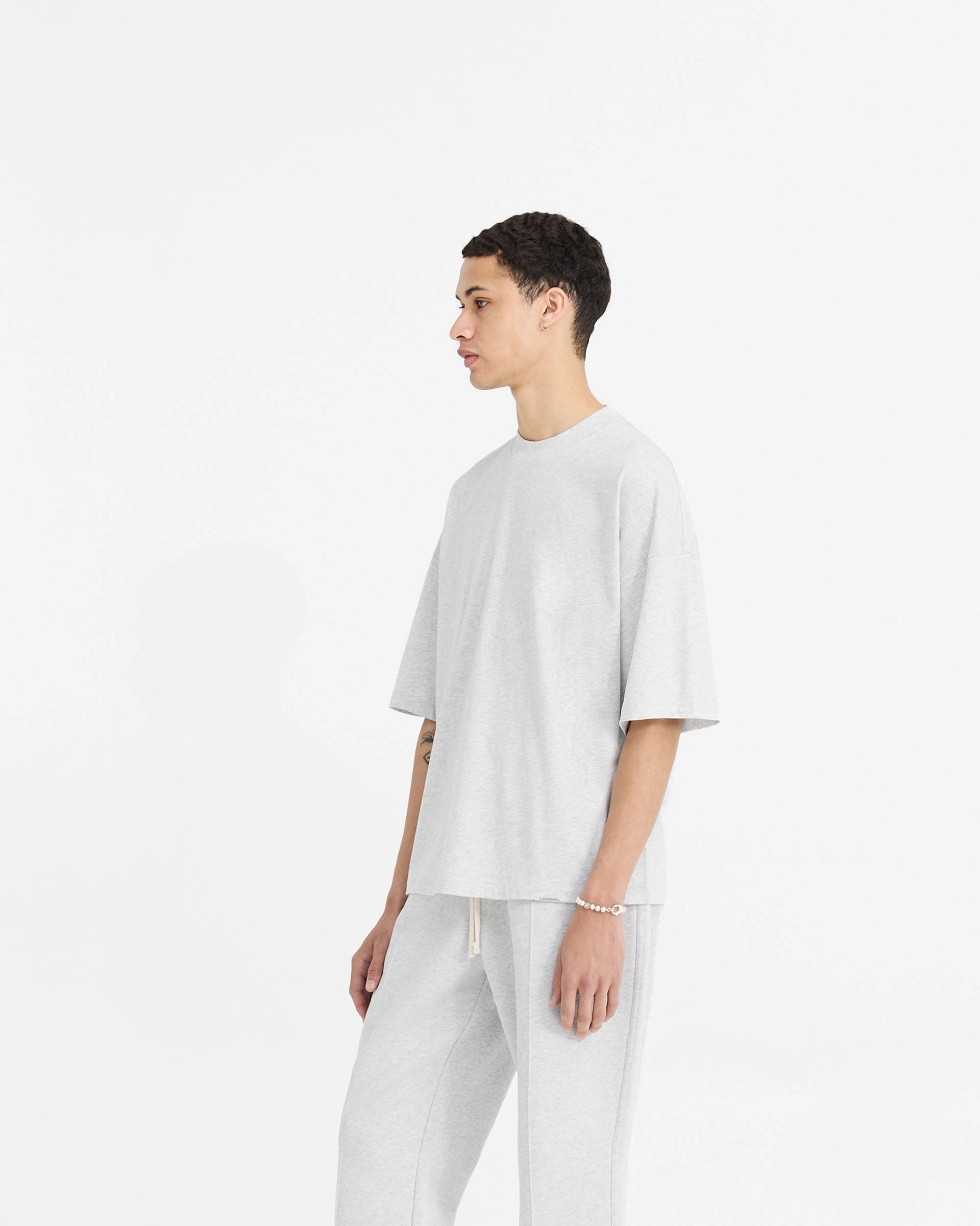 thermal Initial Boxy T-Shirt - Ice Grey Marl