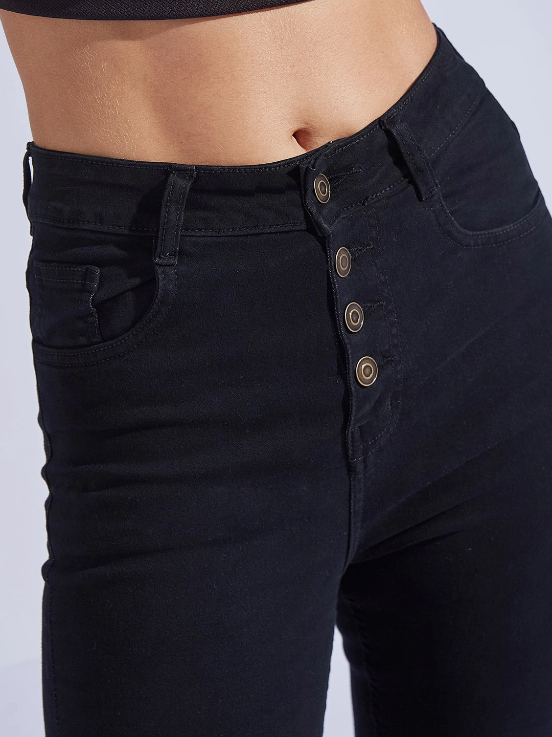 CHASEstretch? Women's Black Skinny Fit High-Rise Regular Stretchable Denim Jeans Sharp Finish