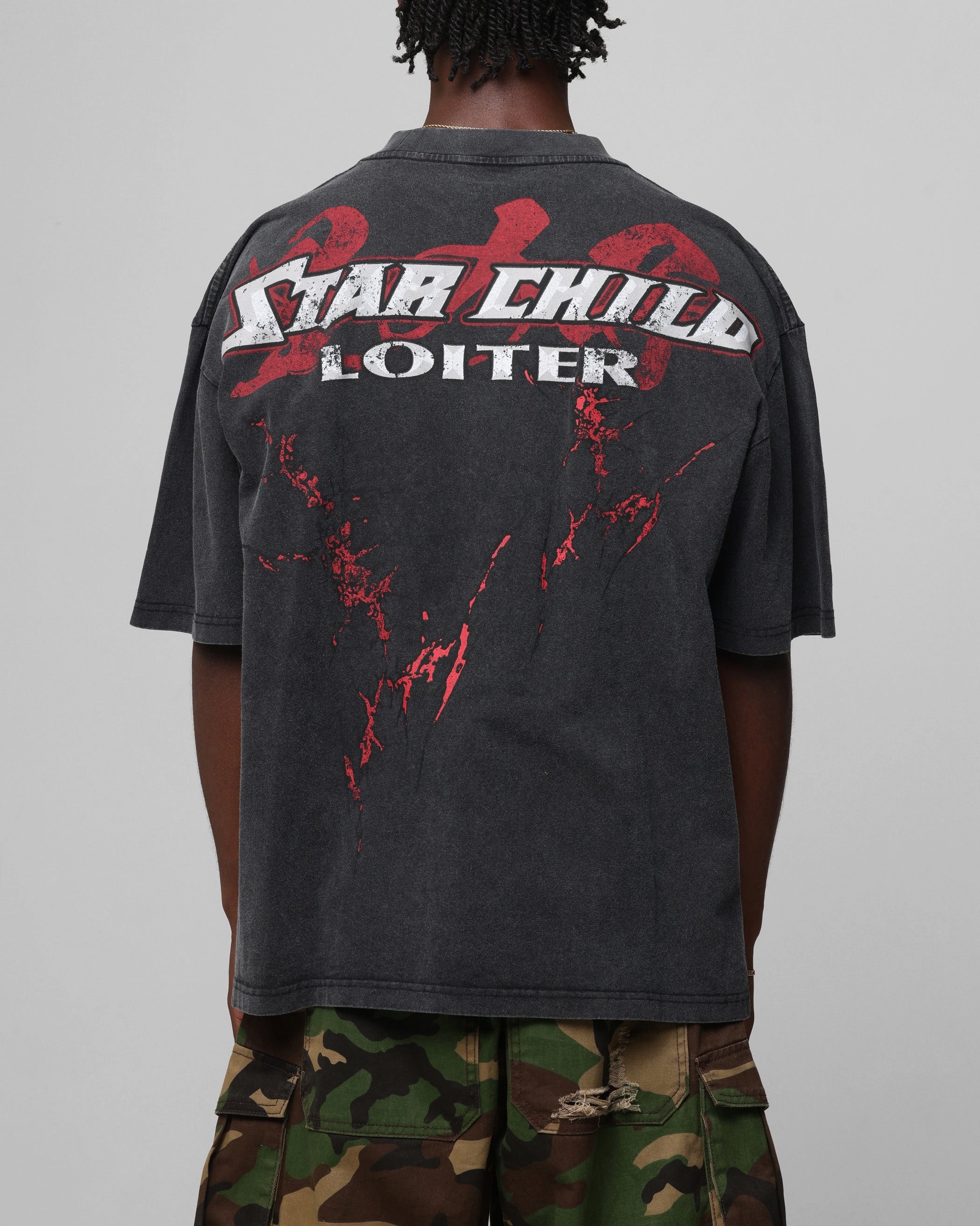 Loiter Valkyrie Vintage T-Shirt Black Wash Double Stitched Seams Lightweight Material