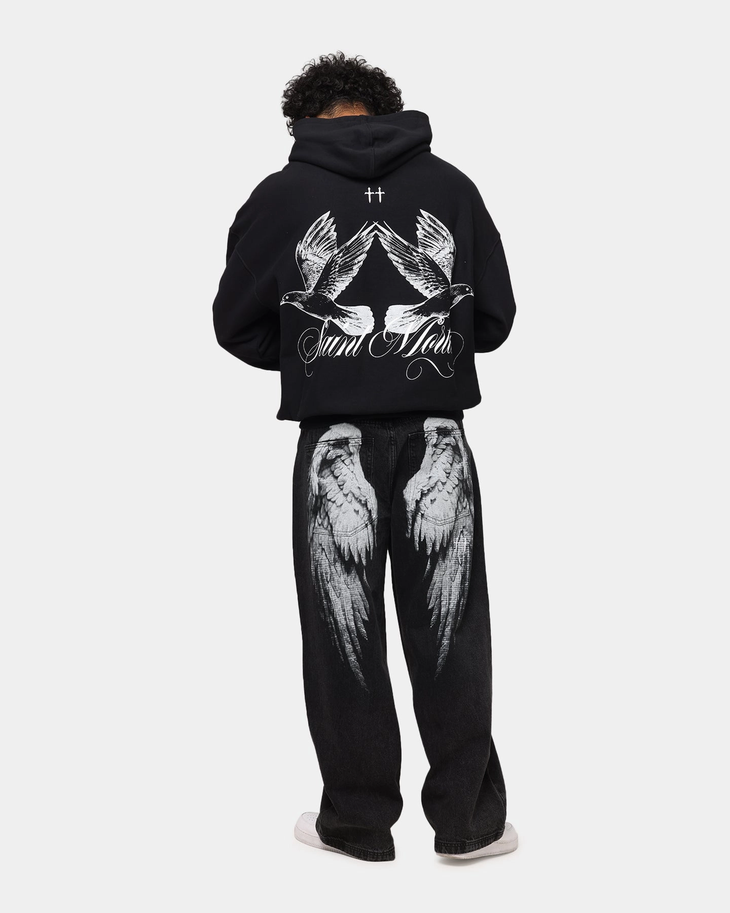 Stretch Technology Saint Morta Doves Boxy Hoodie Black