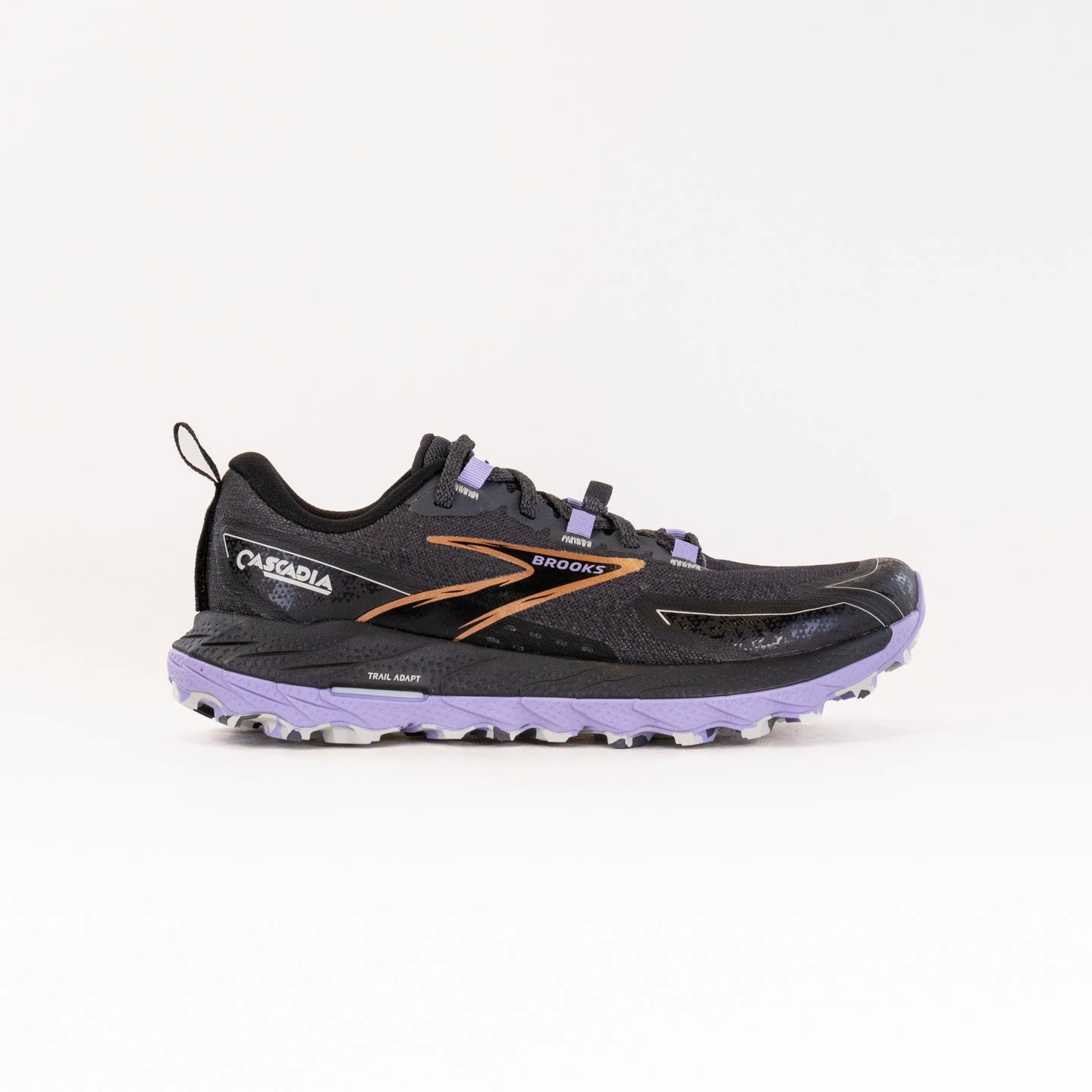 Brooks Cascadia 18 (Women's) - Ebony/Sweet Lavendar/Copper Meta-Rocker