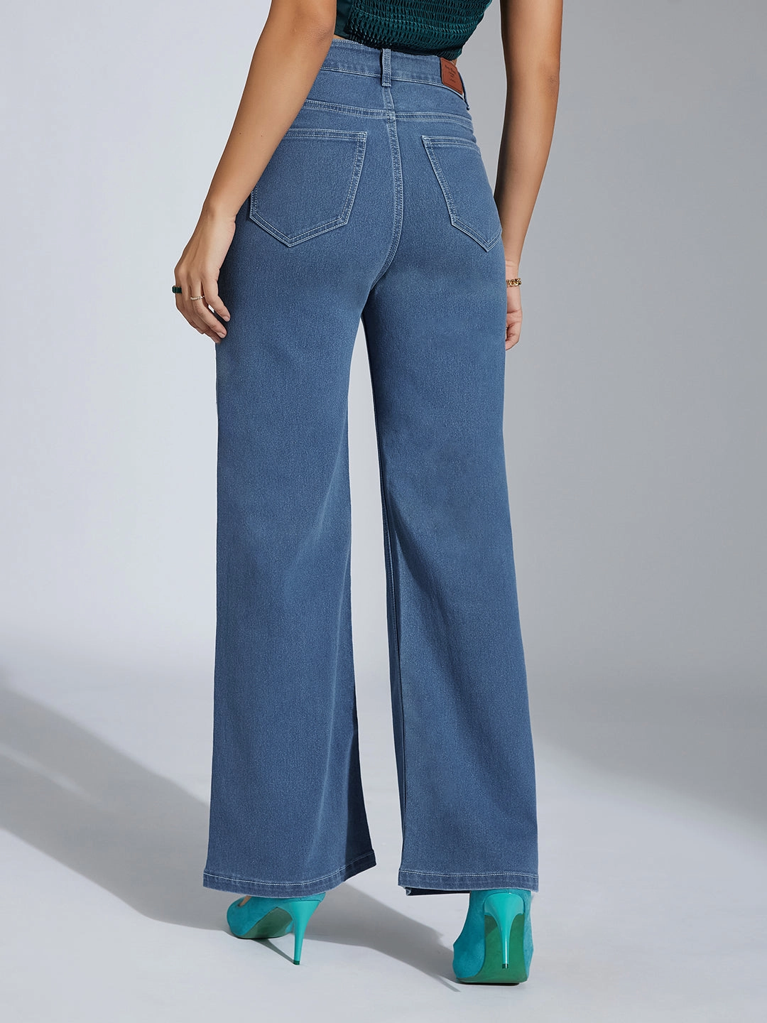 24/7 Comfort Blue Wide-Leg High-Rise Stretchable Denim Jeans Effortless Choice